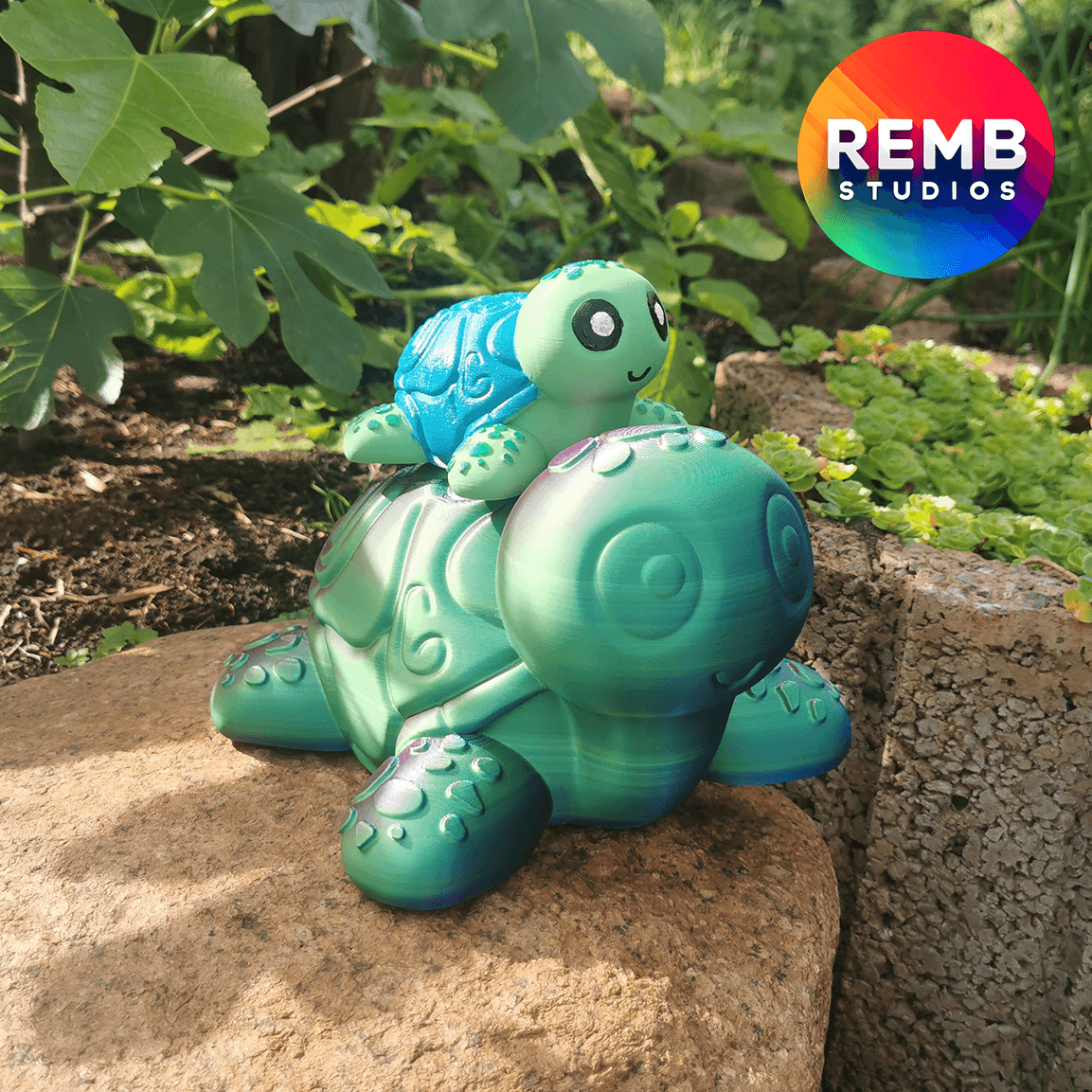 Cute Turtle Remb Studios, STL file for 3D printing, STL print files, Print in Place 3d model