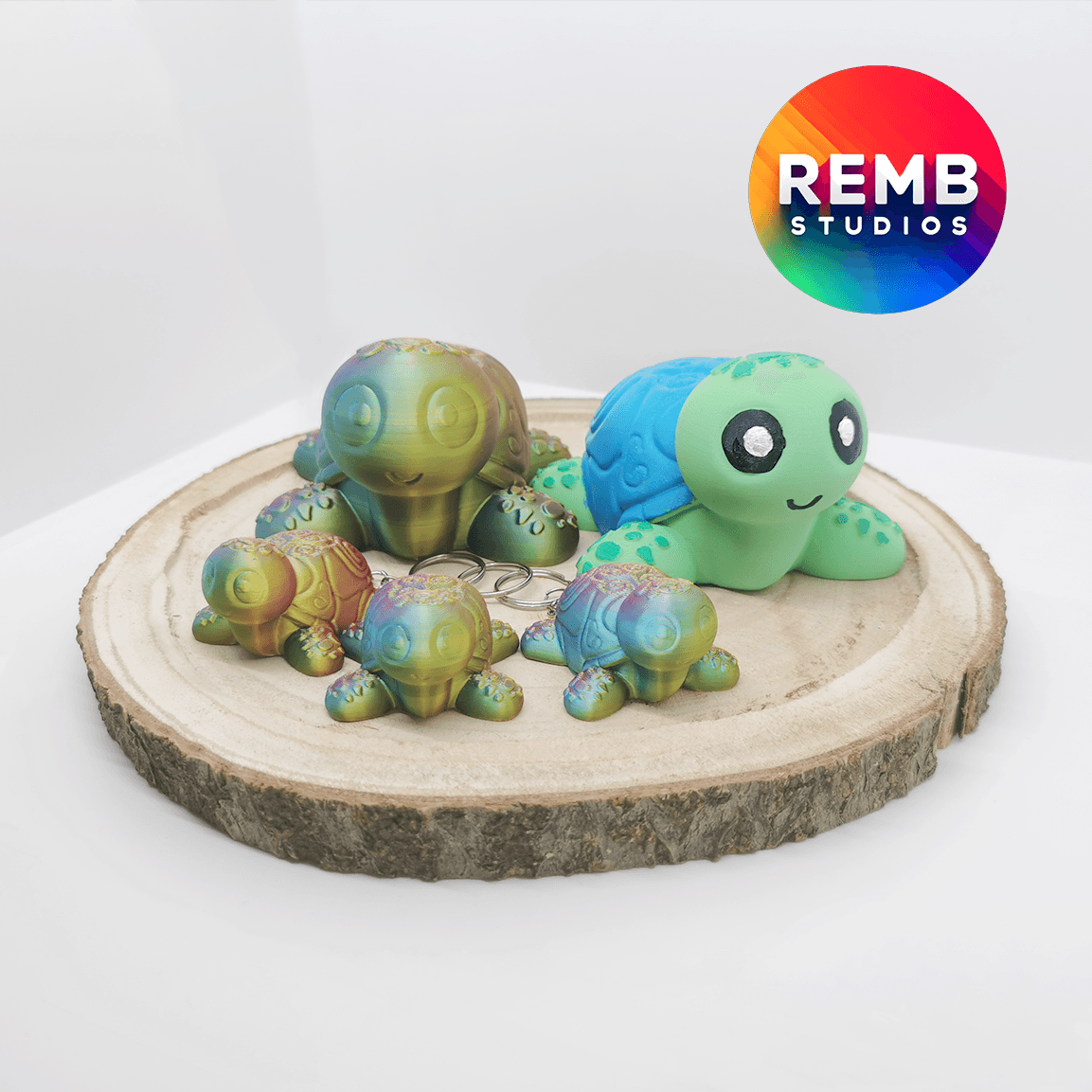 Cute Turtle Remb Studios, STL file for 3D printing, STL print files, Print in Place 3d model