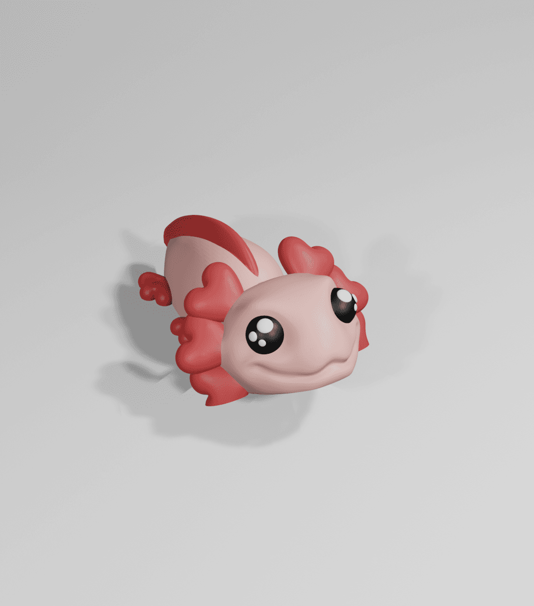 Alotl Love, Little Heart Axolotl - Articulated Snap-Flex Fidget Toy (Loose Joints) 3d model