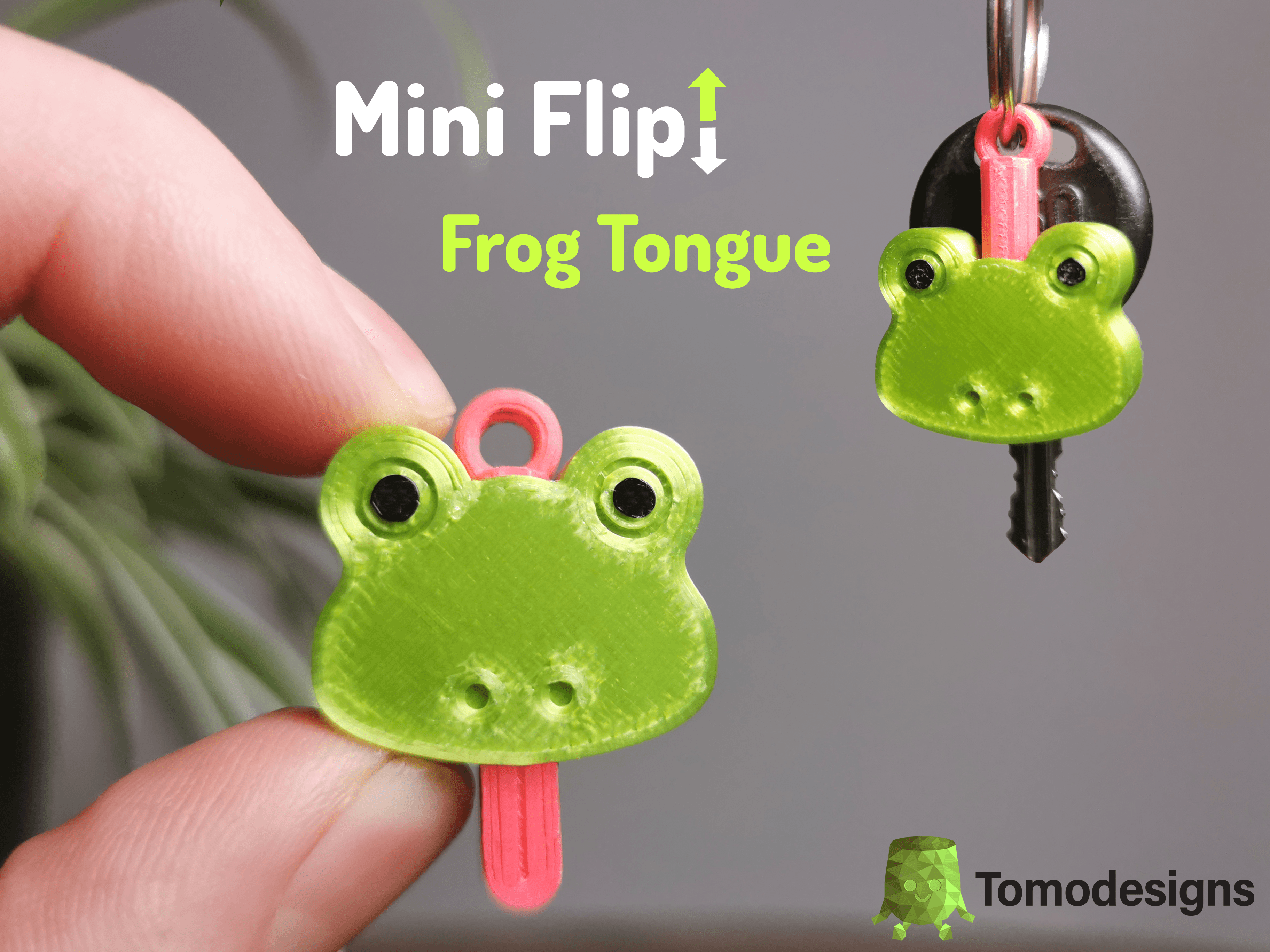 Mini Flip Frog Tongue Keychain 3d model