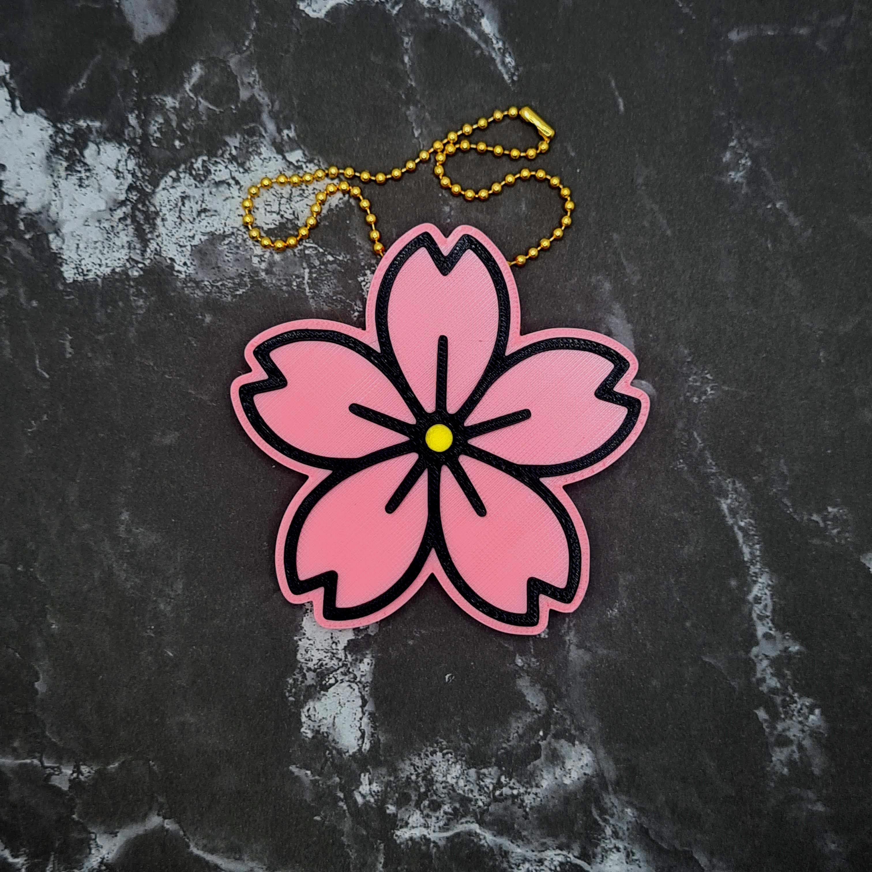 Sakura (Cherry Blossom - with outline) Charm 3d model