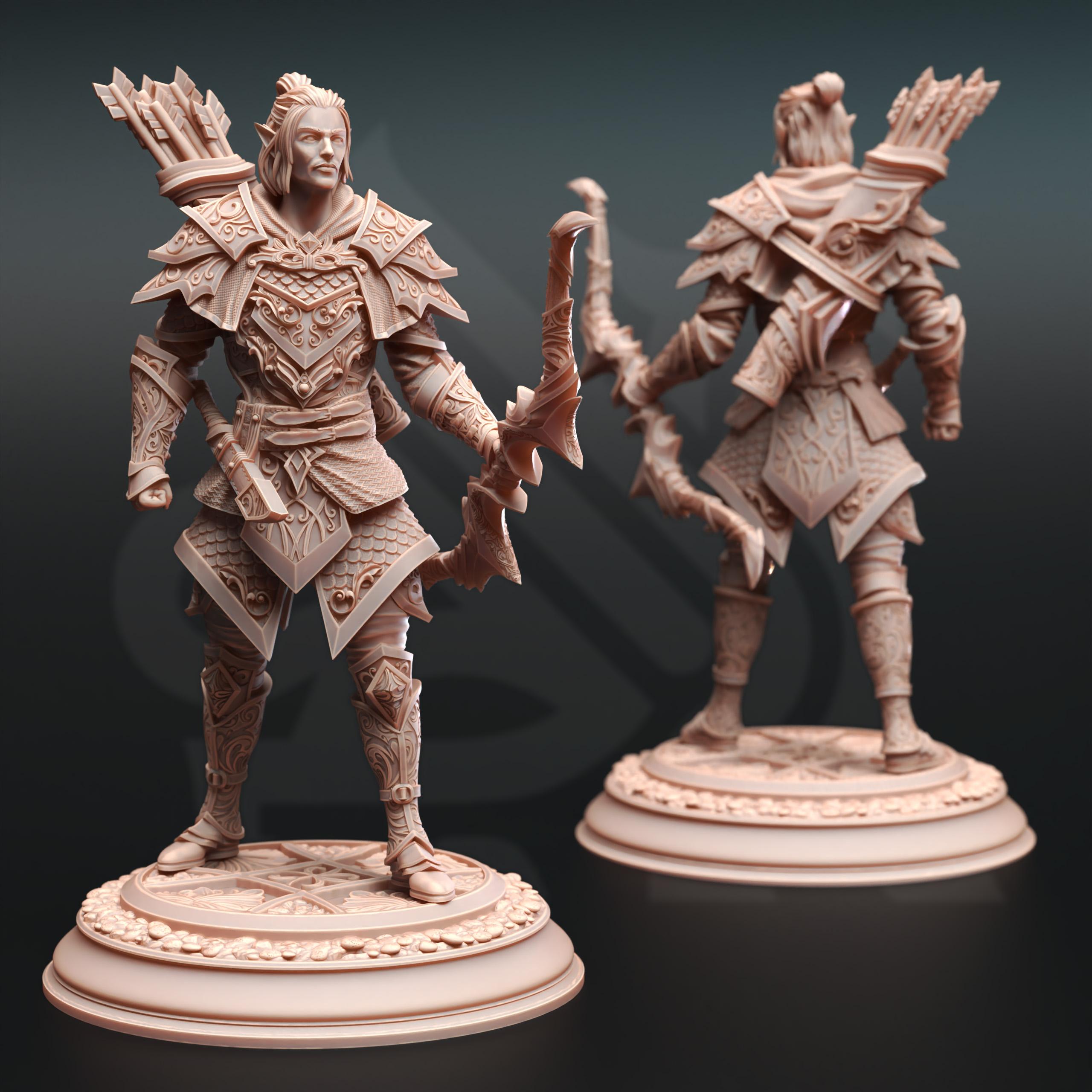 Elven Monster Hunter Ranger - Ervion ro Estel 3d model