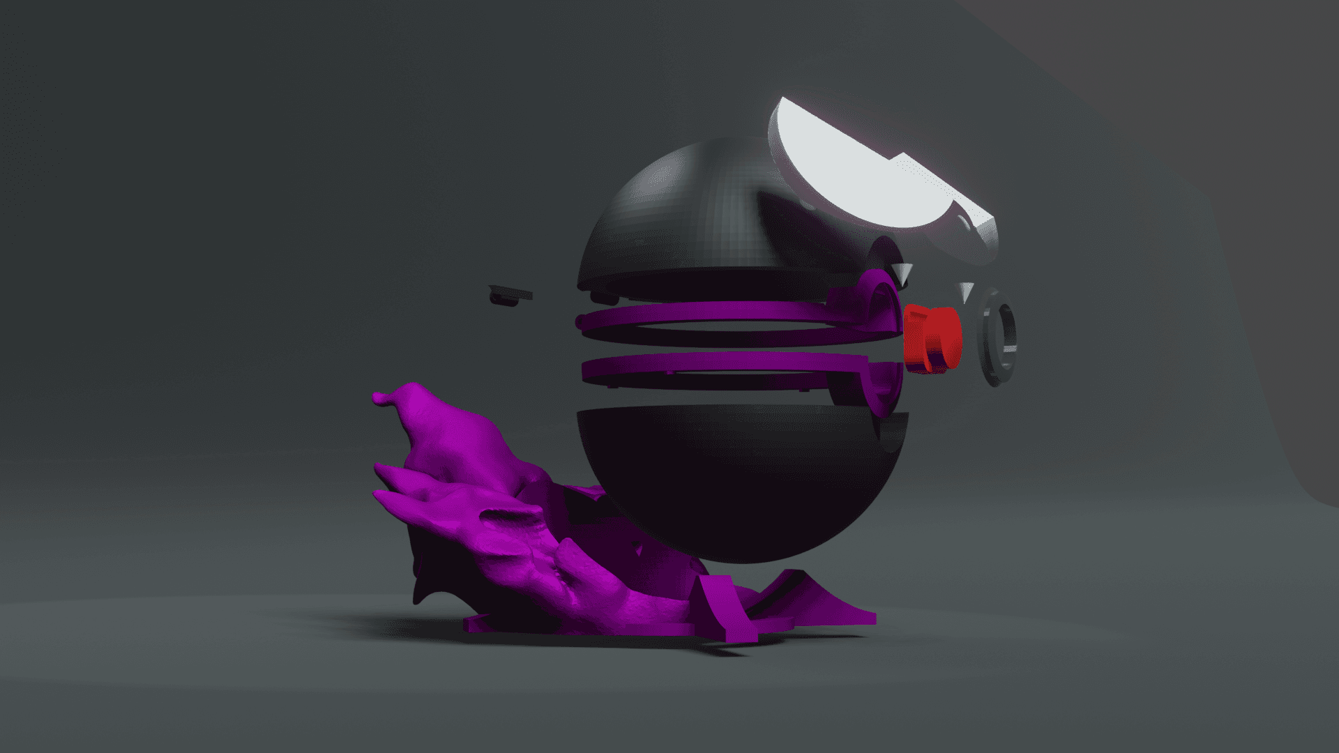 GastBall Gastly Themed Opening Pokeball - Fan Art 3d model