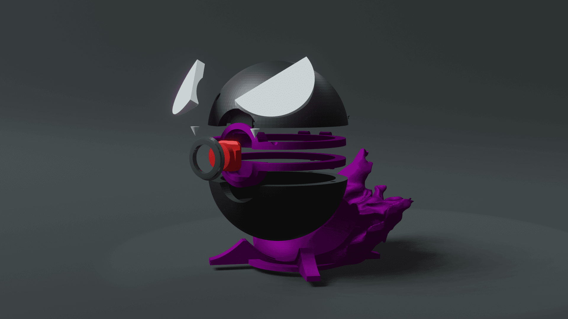 GastBall Gastly Themed Opening Pokeball - Fan Art 3d model