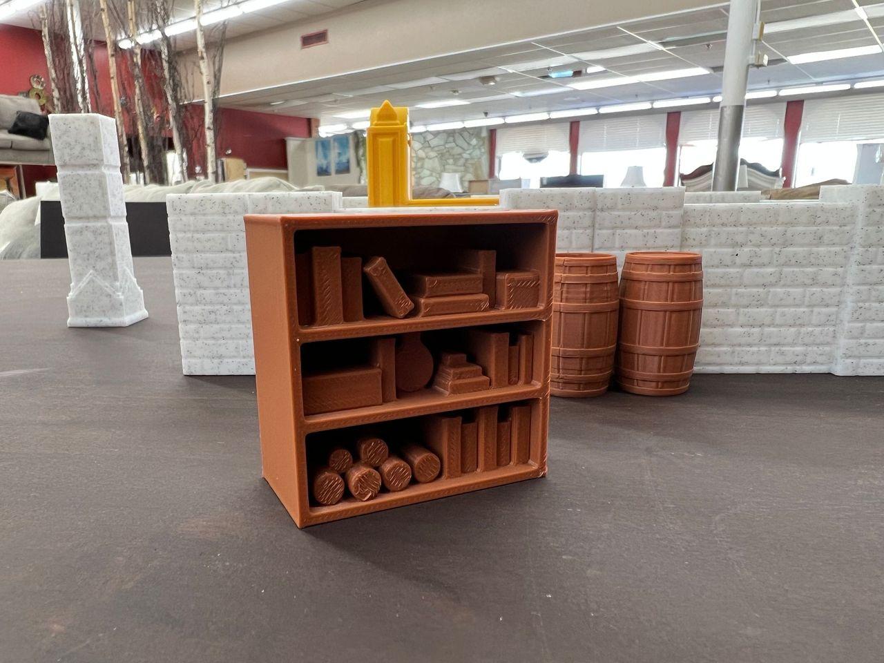 Tabletop Gaming Bookshelf - Print in place  3d model