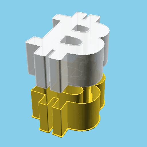 Bitcoin Letter Logo, nestable box (v1) 3d model