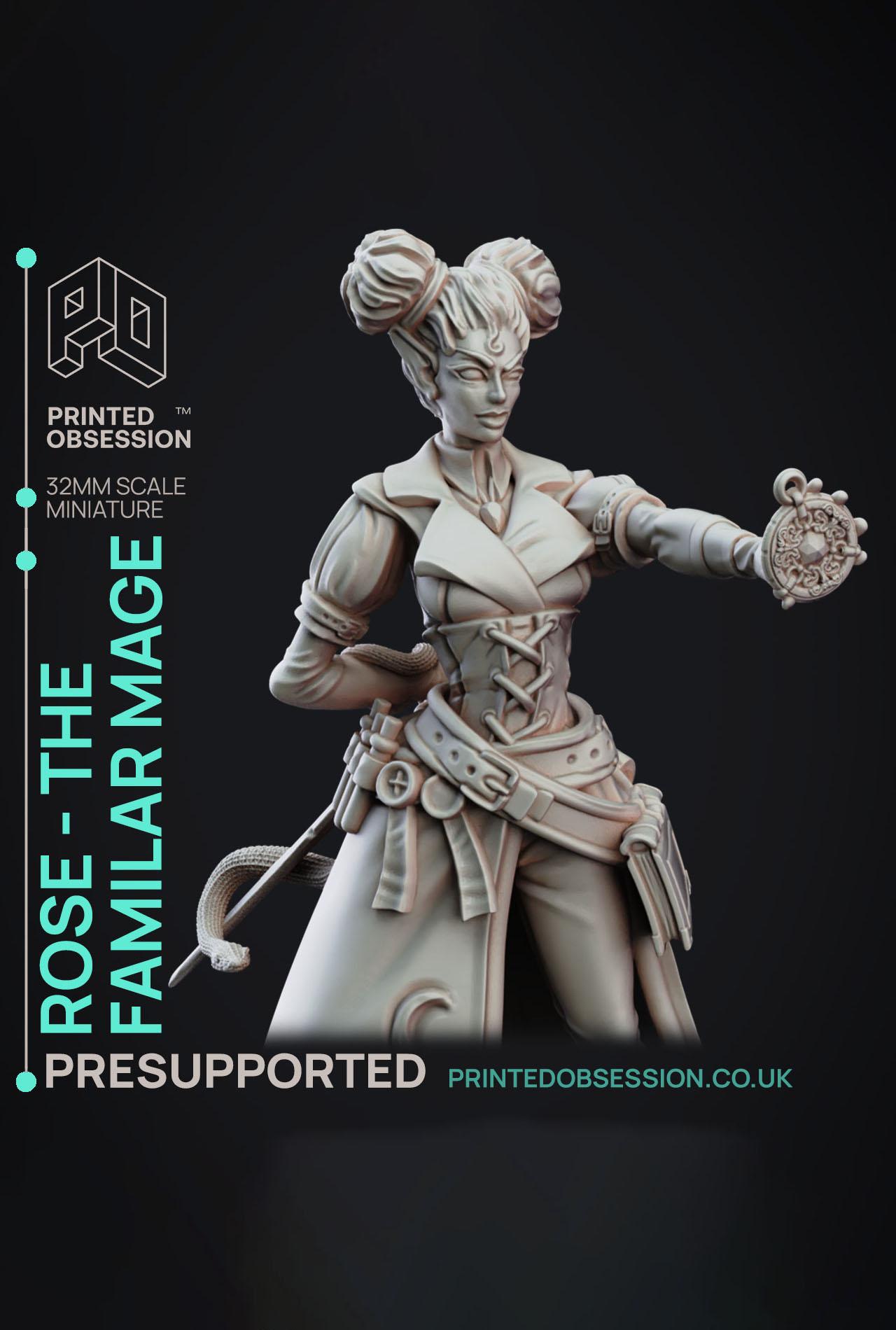 Rose Familar Seller - Elemental Familars - PRESUPPORTED - Illustrated and Stats - 32mm scale			 3d model