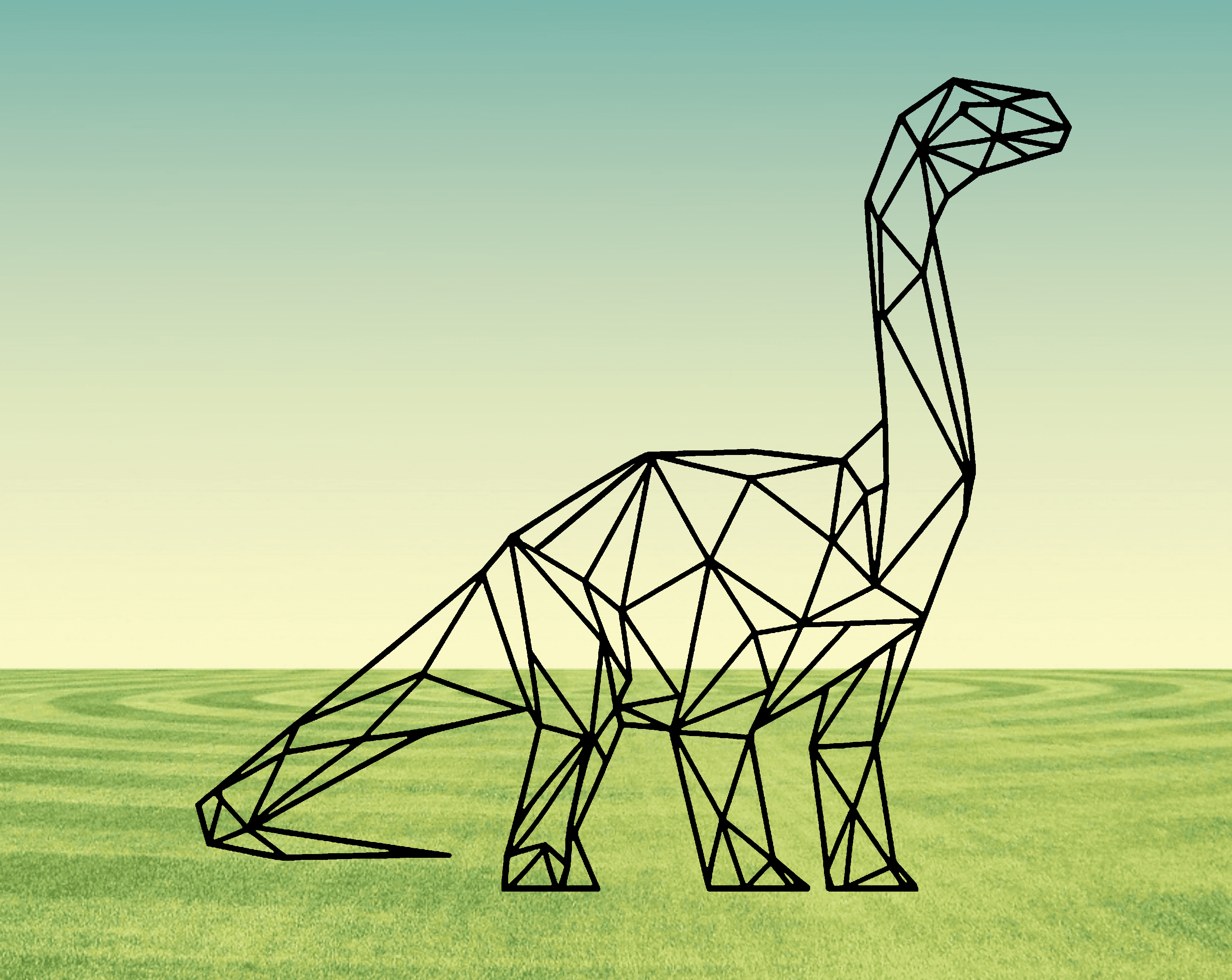 Geometric Diplodocus dinosaur Wallart 3d model