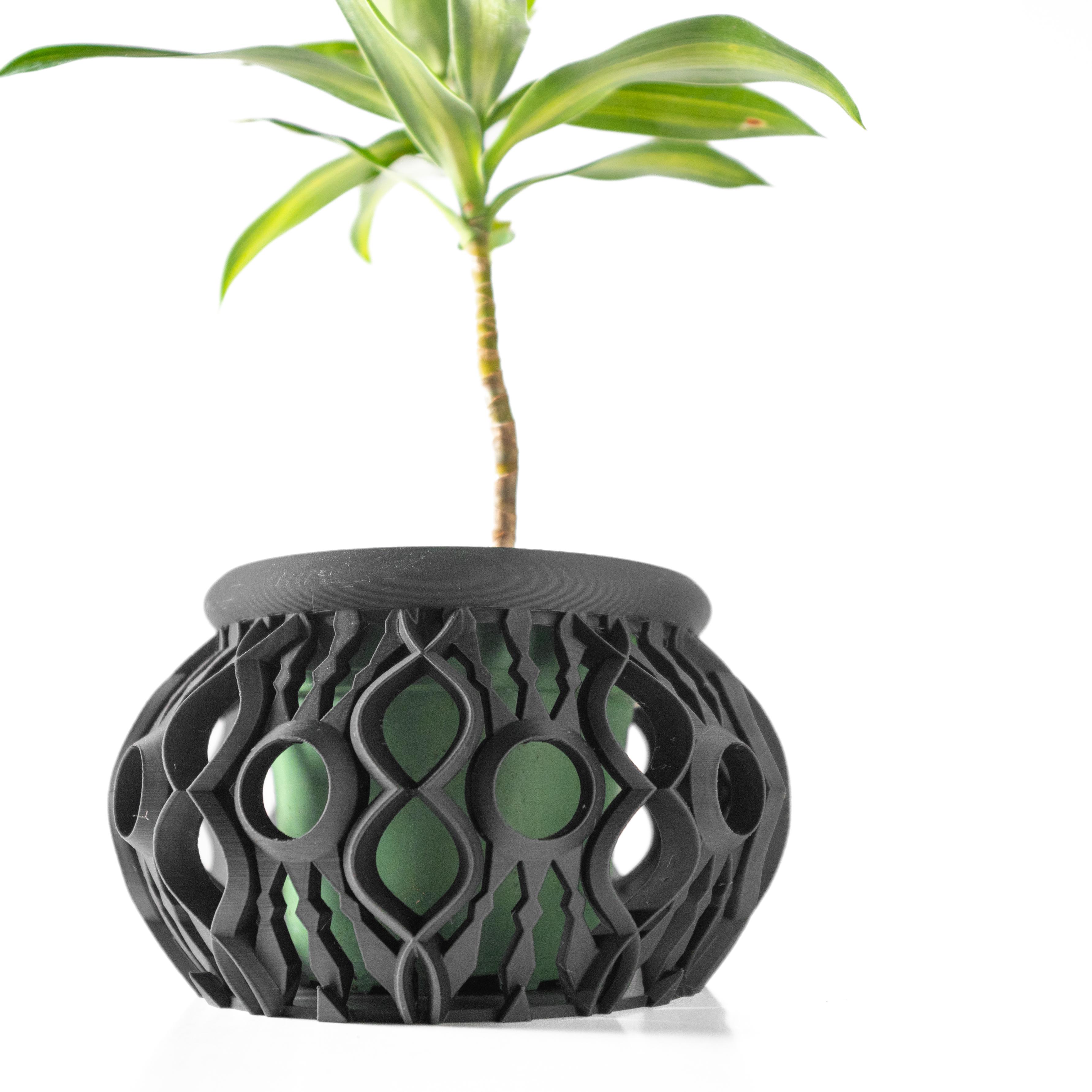 The Lyren Planter Pot & Orchid Pot Hybrid with Drainage Tray: Modern Home Decor for Plants 3d model