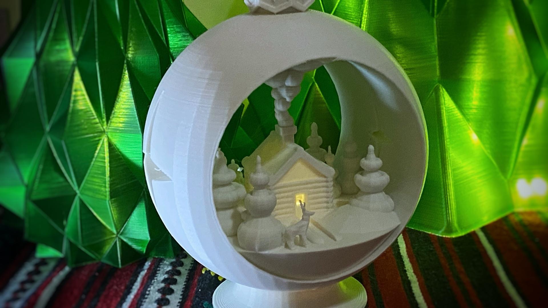 Snow Globe Votive Ornament - Winter Cabin 3d model