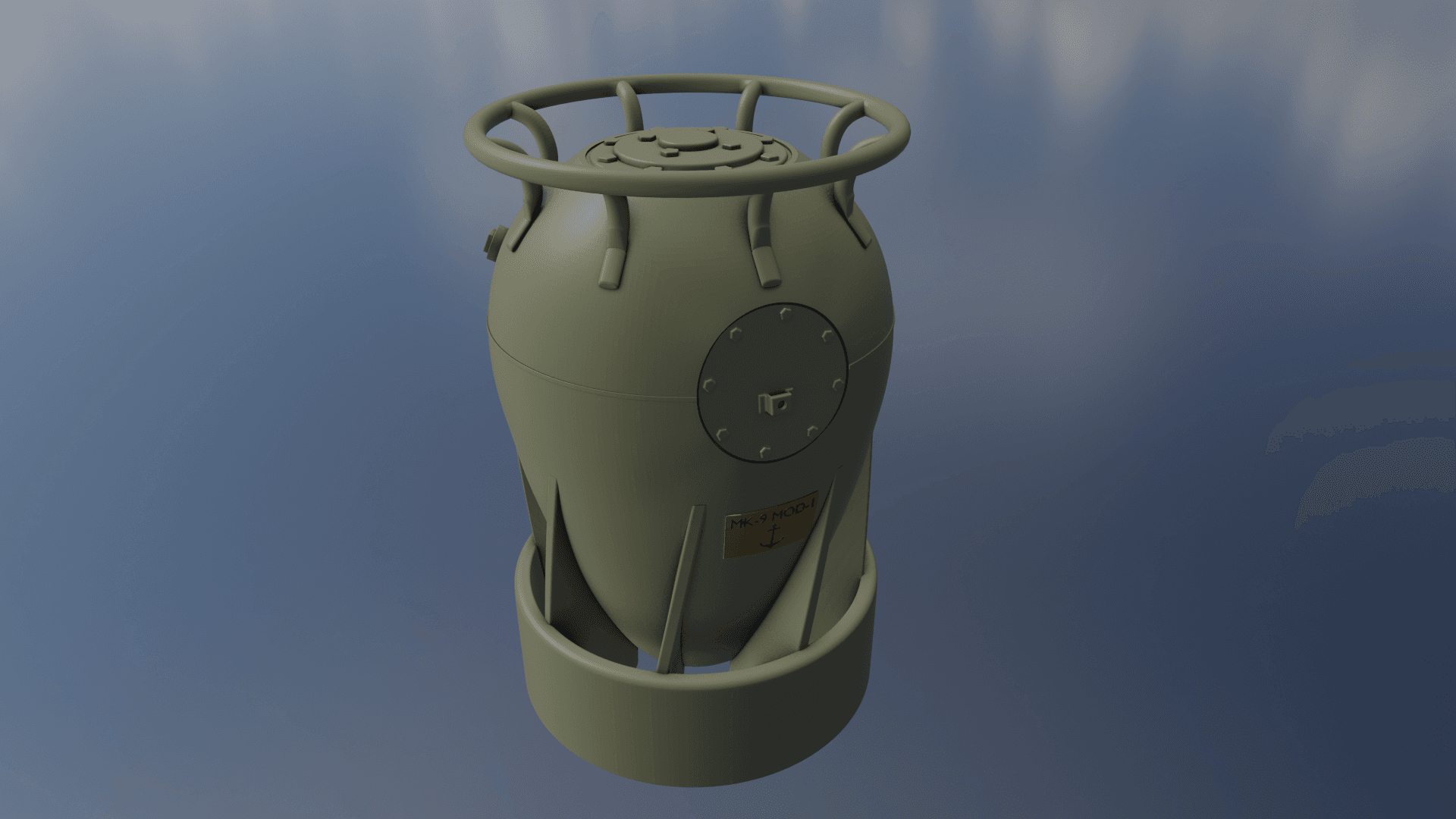 World War II Mark-9 Mod-1 US Navy Depth Charge 3d model