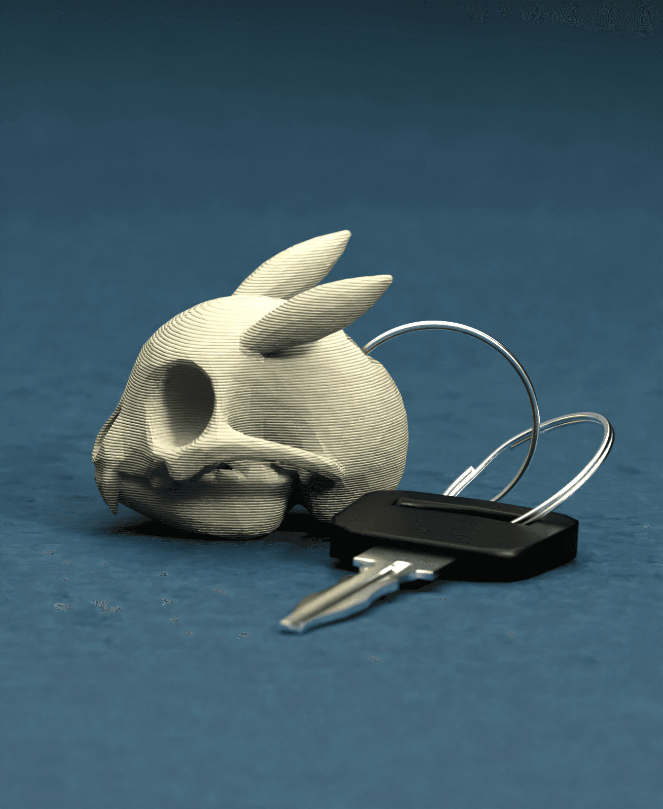 Pika Skull Key Ring 3d model