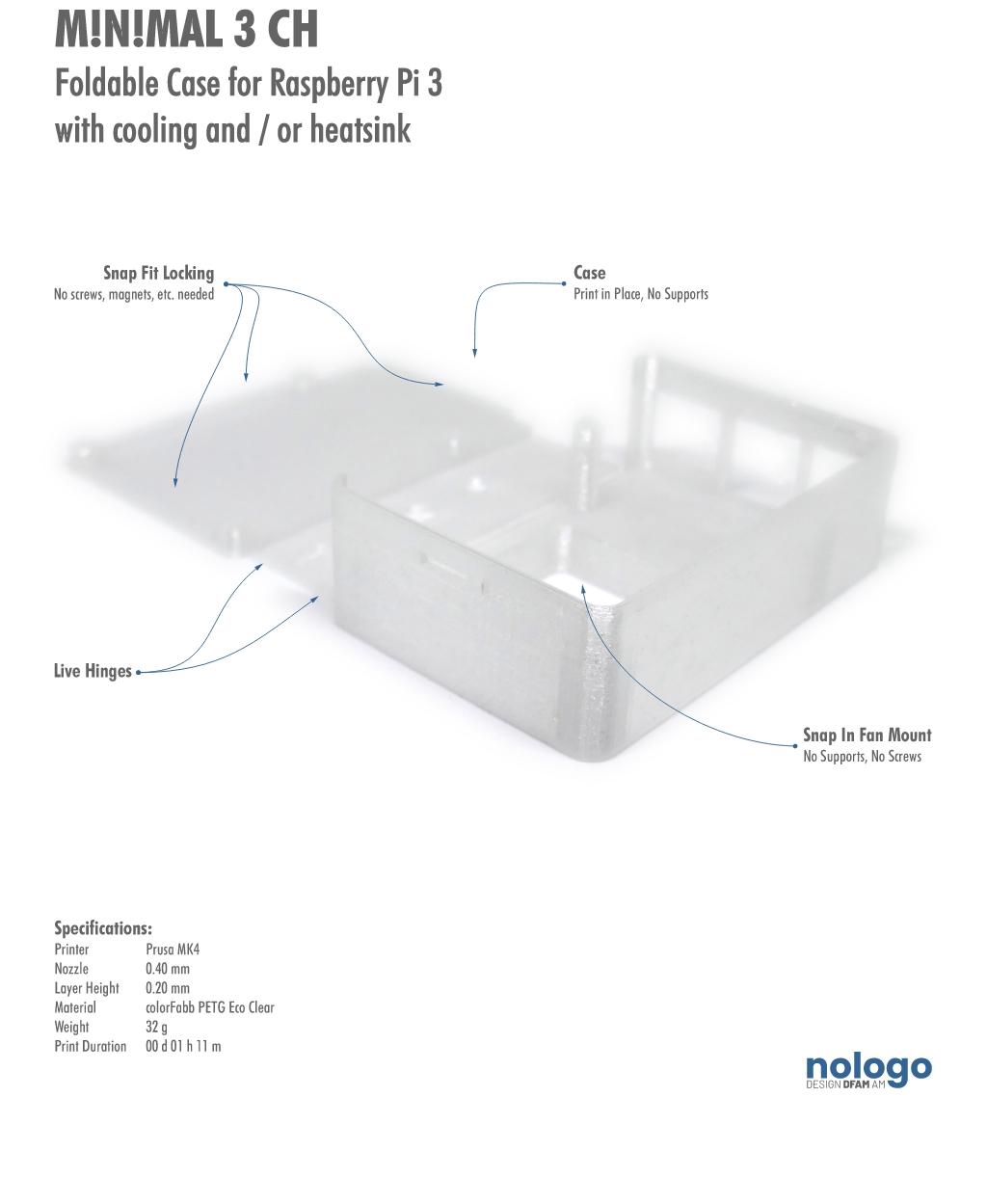 M!N!MAL 3 CH - Raspberry Pi 3 Case 3d model