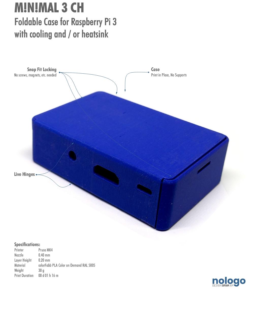 M!N!MAL 3 CH - Raspberry Pi 3 Case 3d model