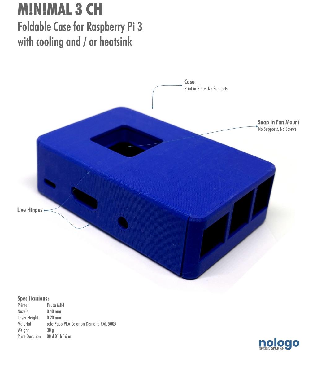 M!N!MAL 3 CH - Raspberry Pi 3 Case 3d model