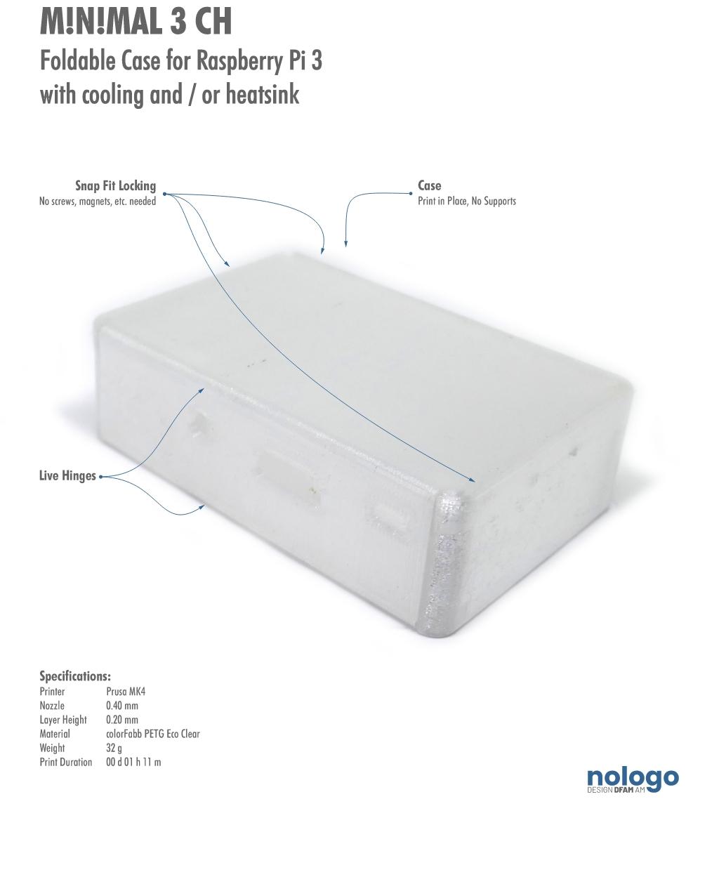 M!N!MAL 3 CH - Raspberry Pi 3 Case 3d model