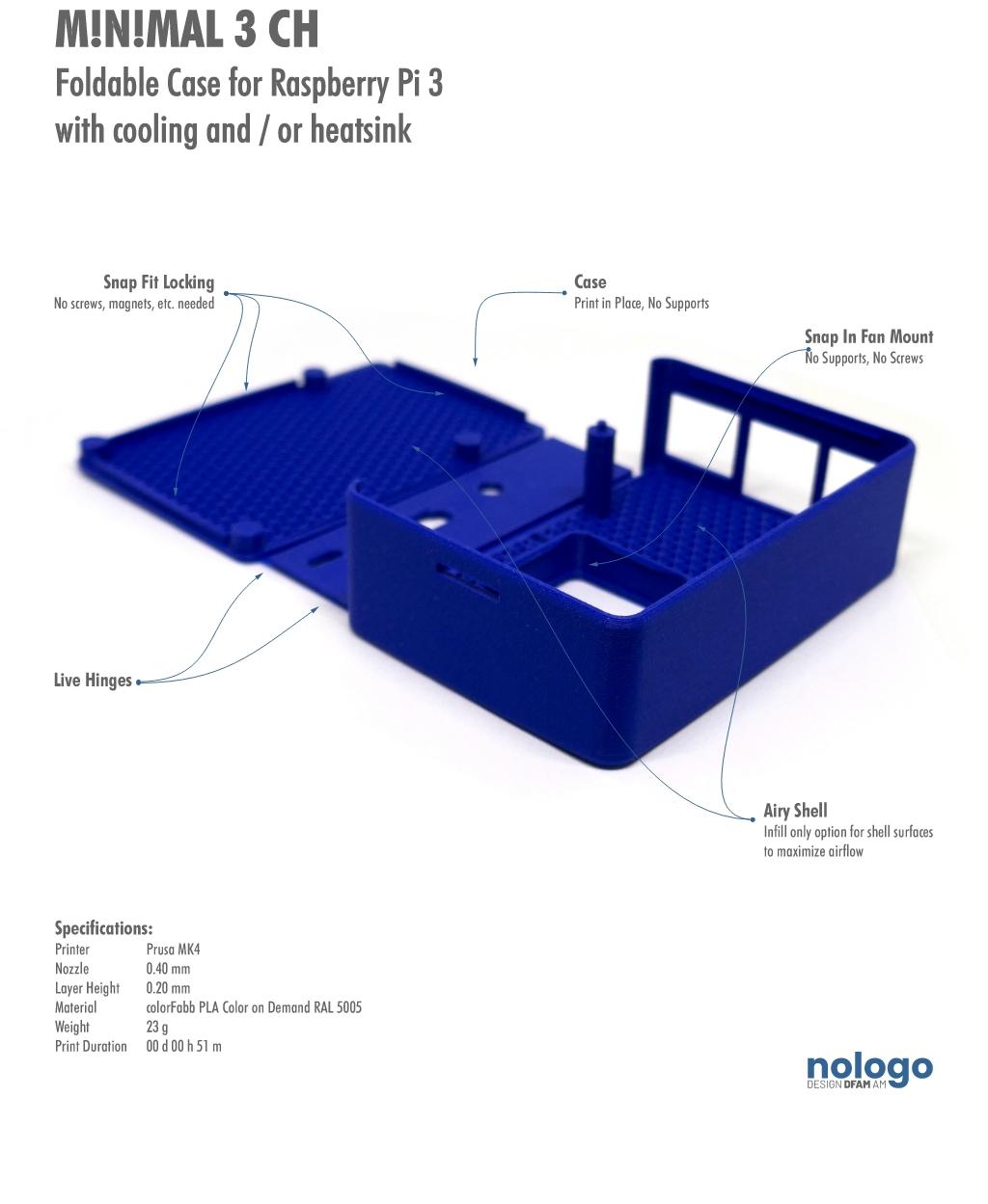 M!N!MAL 3 CH - Raspberry Pi 3 Case 3d model