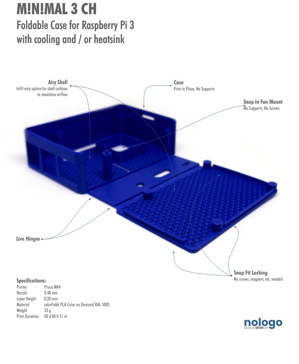 M!N!MAL 3 CH - Raspberry Pi 3 Case 3d model