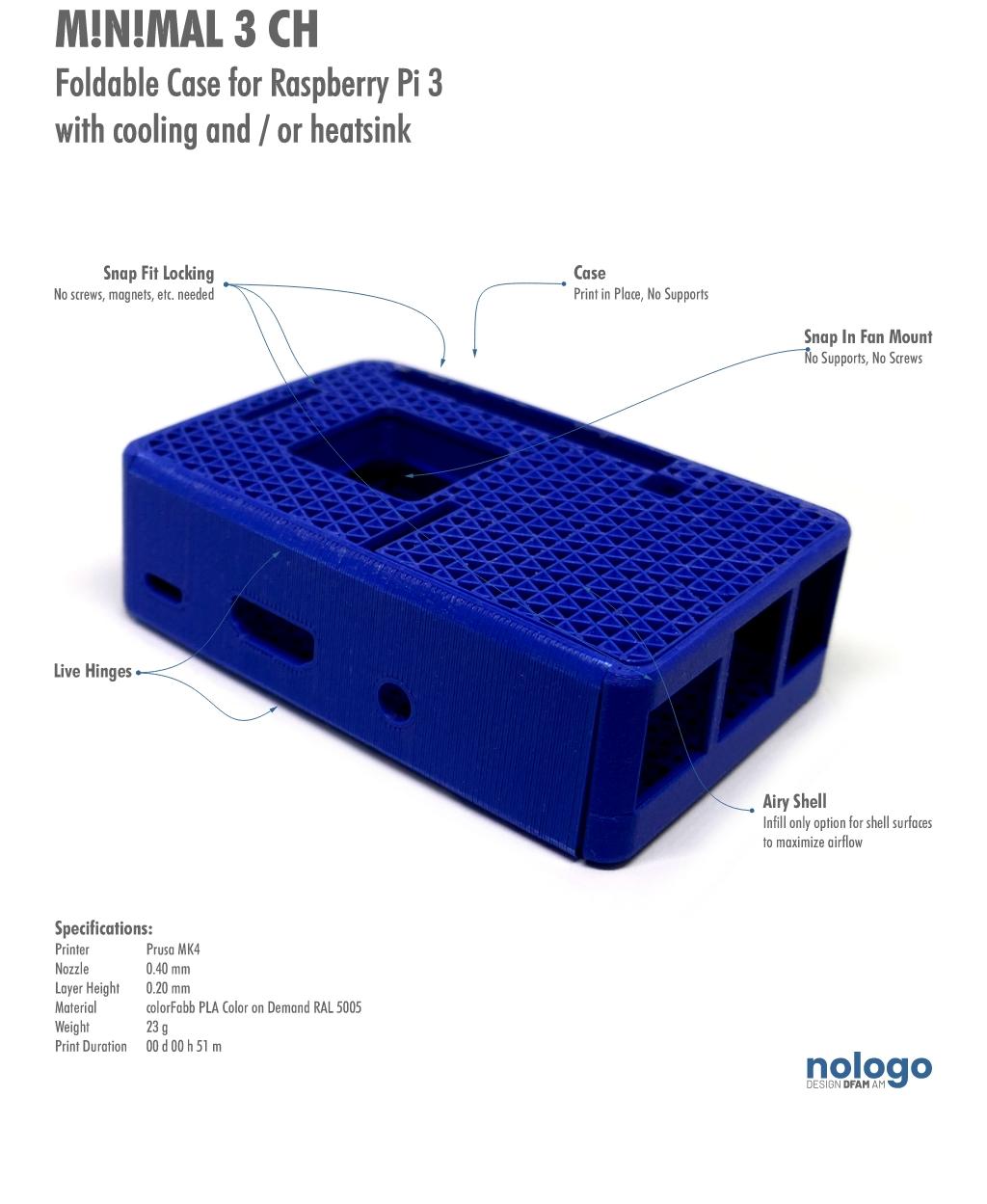 M!N!MAL 3 CH - Raspberry Pi 3 Case 3d model