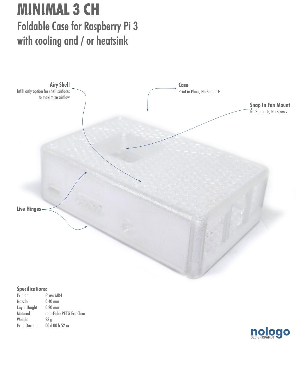 M!N!MAL 3 CH - Raspberry Pi 3 Case 3d model