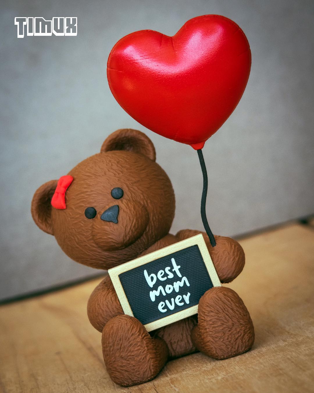 TEDDY BEAR WITH A CHALK BOARD AND HEART BALLOON 3d model