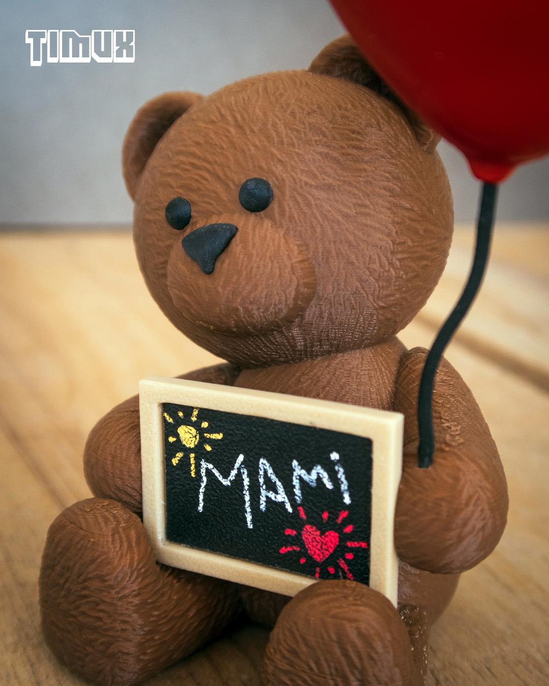 TEDDY BEAR WITH A CHALK BOARD AND HEART BALLOON 3d model