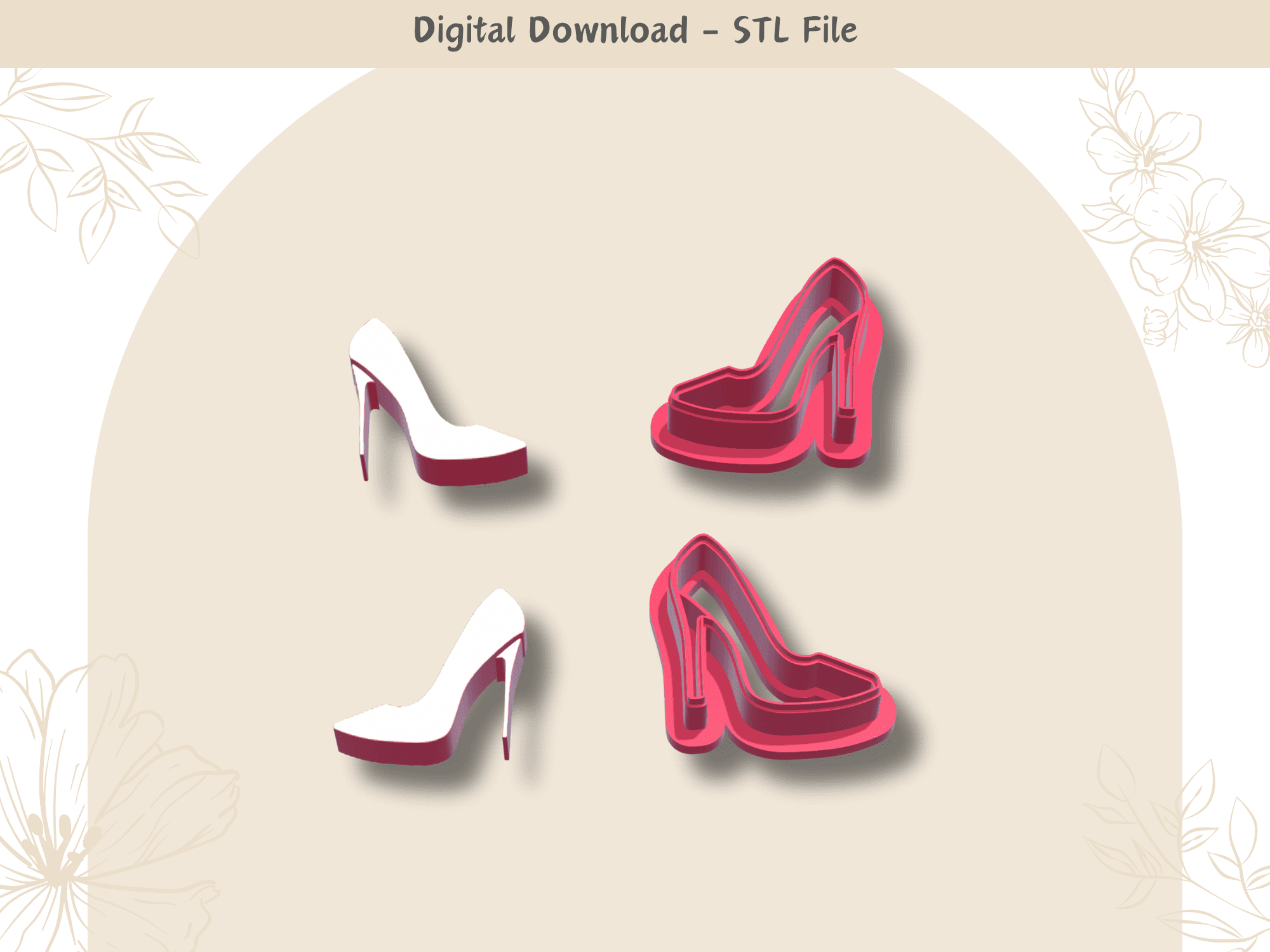 Stiletto Clay Cutter for Polymer Clay | Digital STL File | Clay Tools | 4 Sizes Summer Clay Cutters 3d model