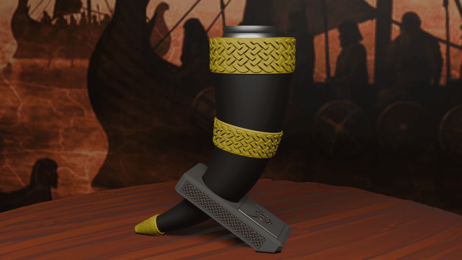 Viking Horn Beer Can Holder 3d model