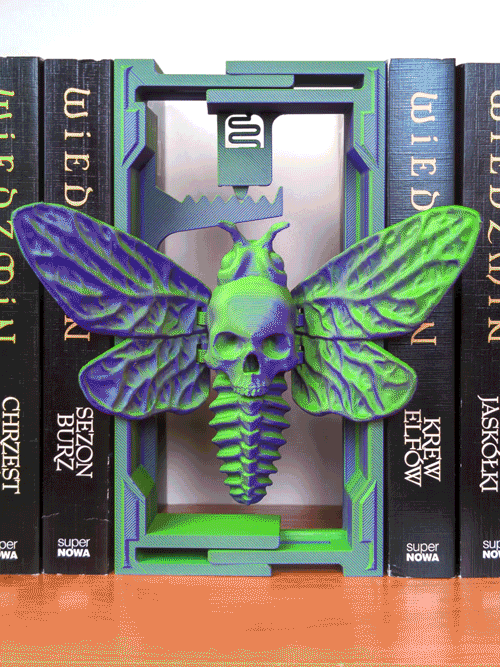 Skull Moth: Halloween Adjustable Book Nook  3d model