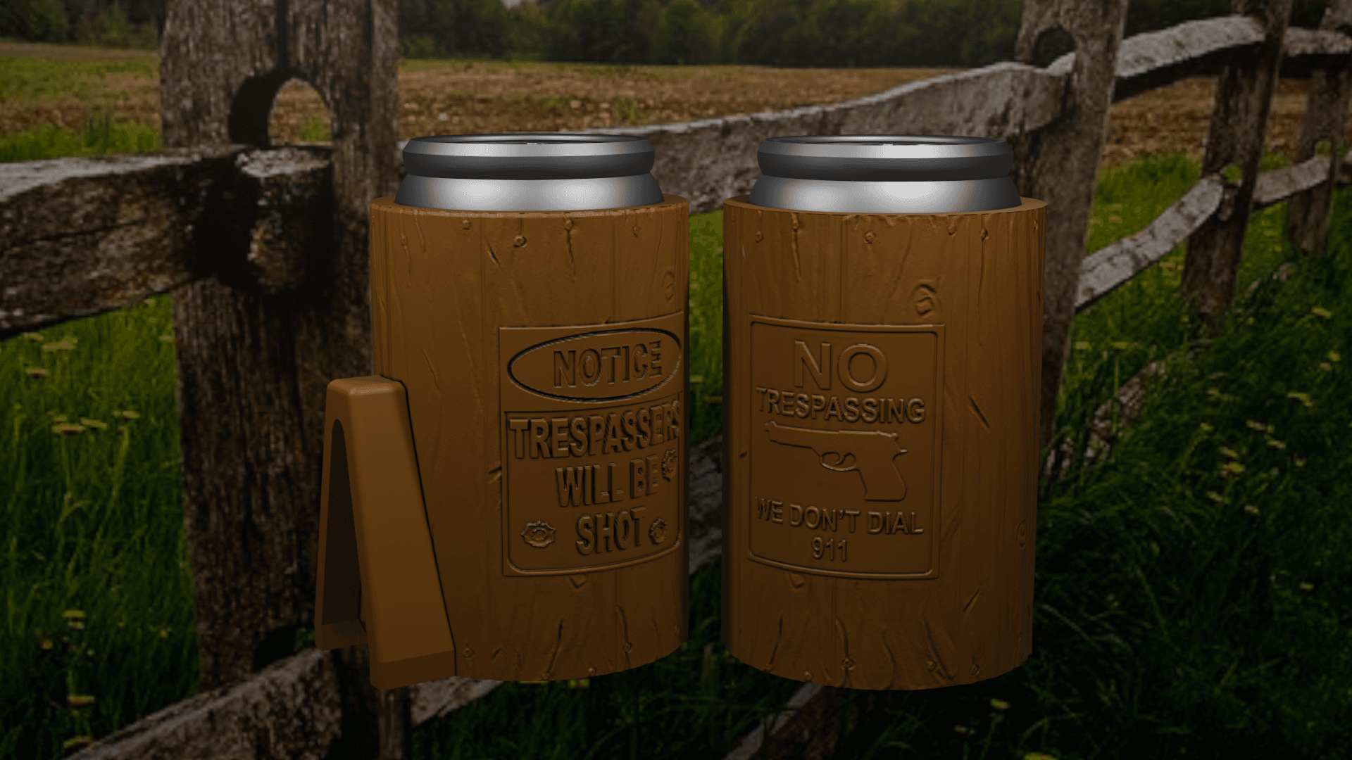 Fence Post Sign Beer Can Holders - Set 1 3d model