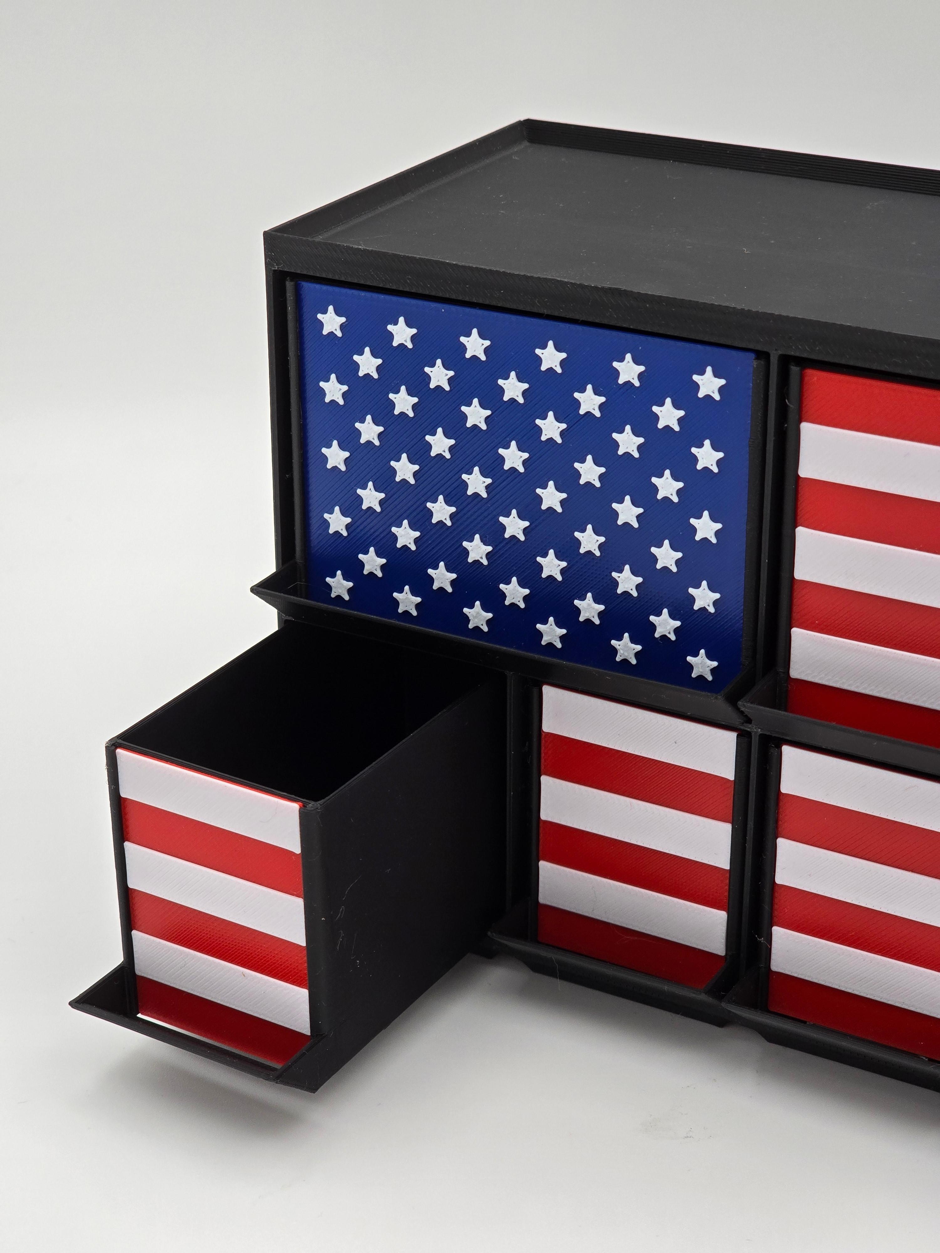 Flagfinity - Screwfinity Unit 2U America Edition - The Gridfinity Storage Unit 3d model