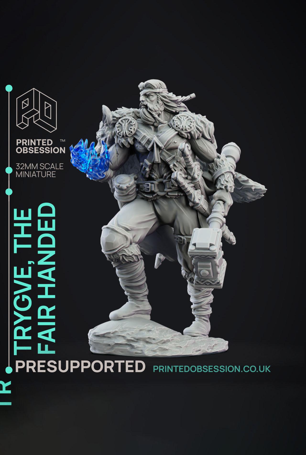 Trygve - The Fair Handed - Deity Fight Club - PRESUPPORTED - Illustrated and Stats - 32mm scale			 3d model