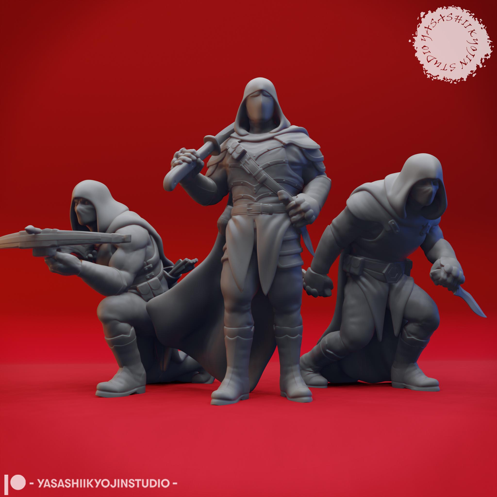 Bandit Mob - Tabletop Miniatures (Pre-Supported) 3d model