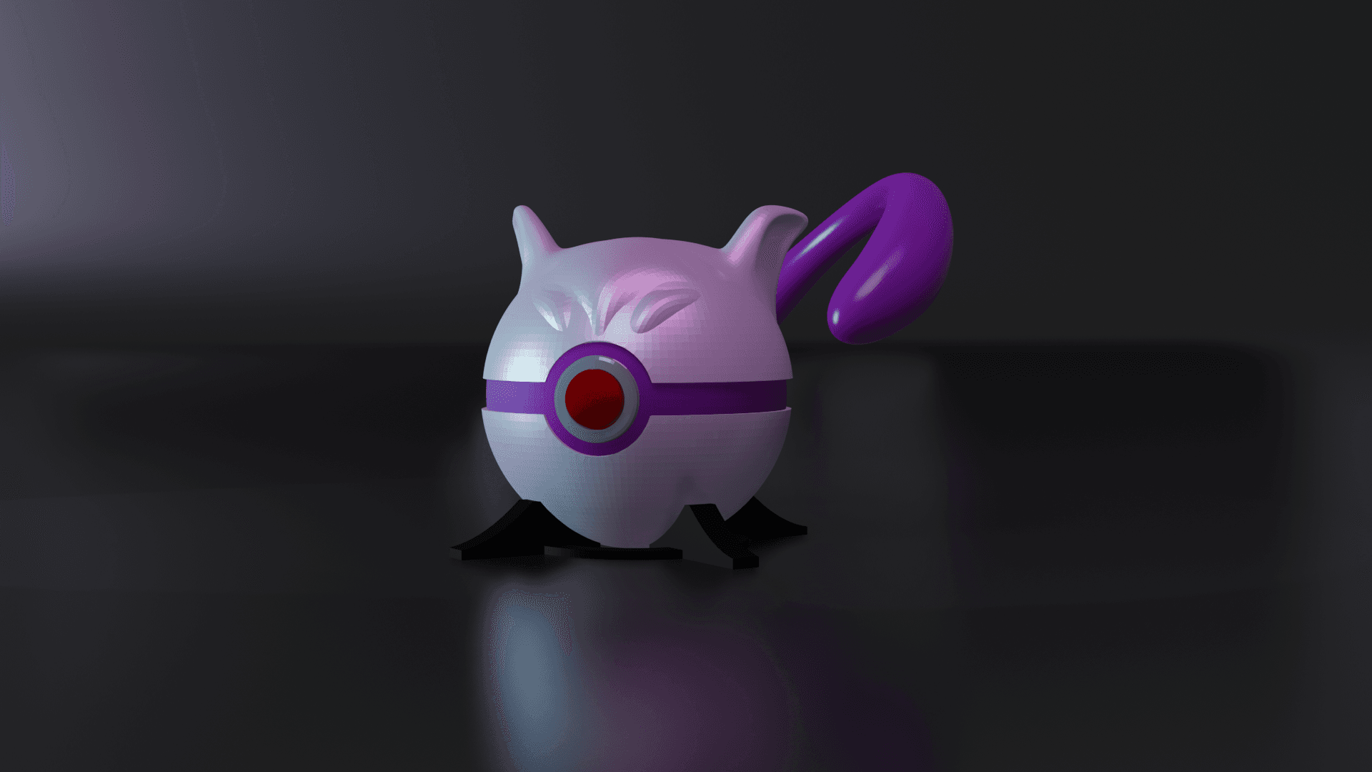 MewtBall Mewtwo Themed Opening Pokeball - Fan Art 3d model