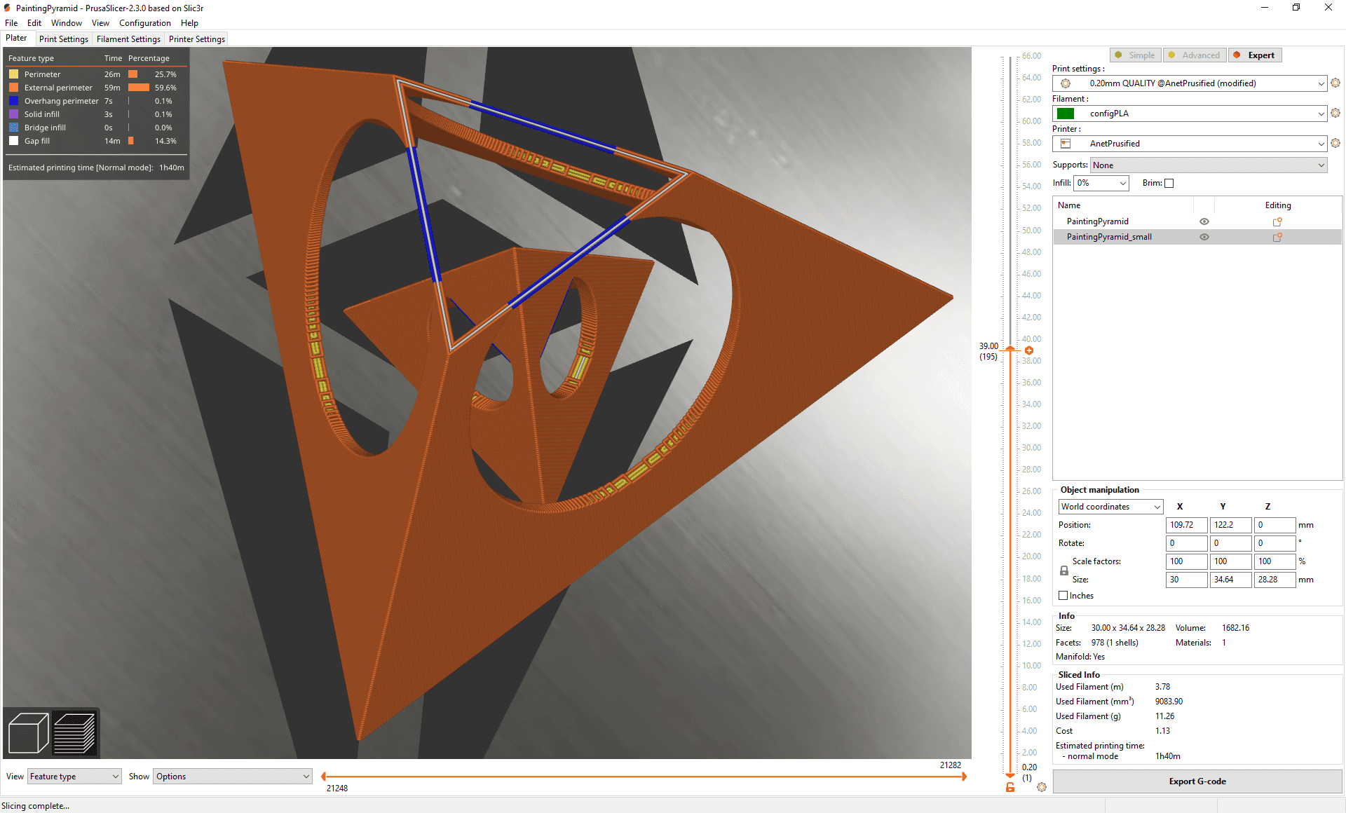 Painting Pyramid - Holes are flat at the top so bridges are used. - 3d model