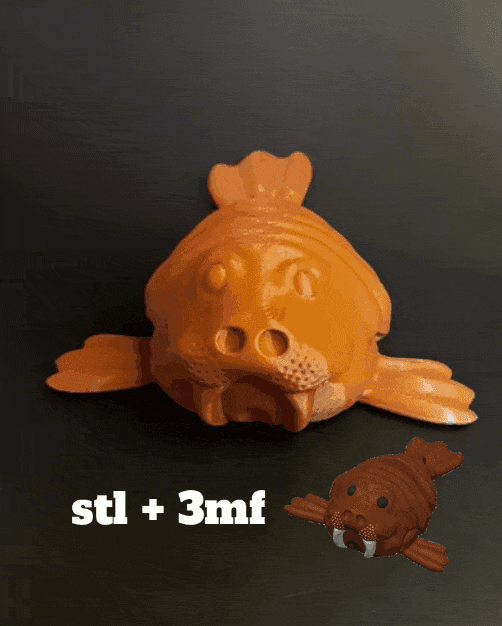 Simple Flexi Walrus - Print in Place 3d model