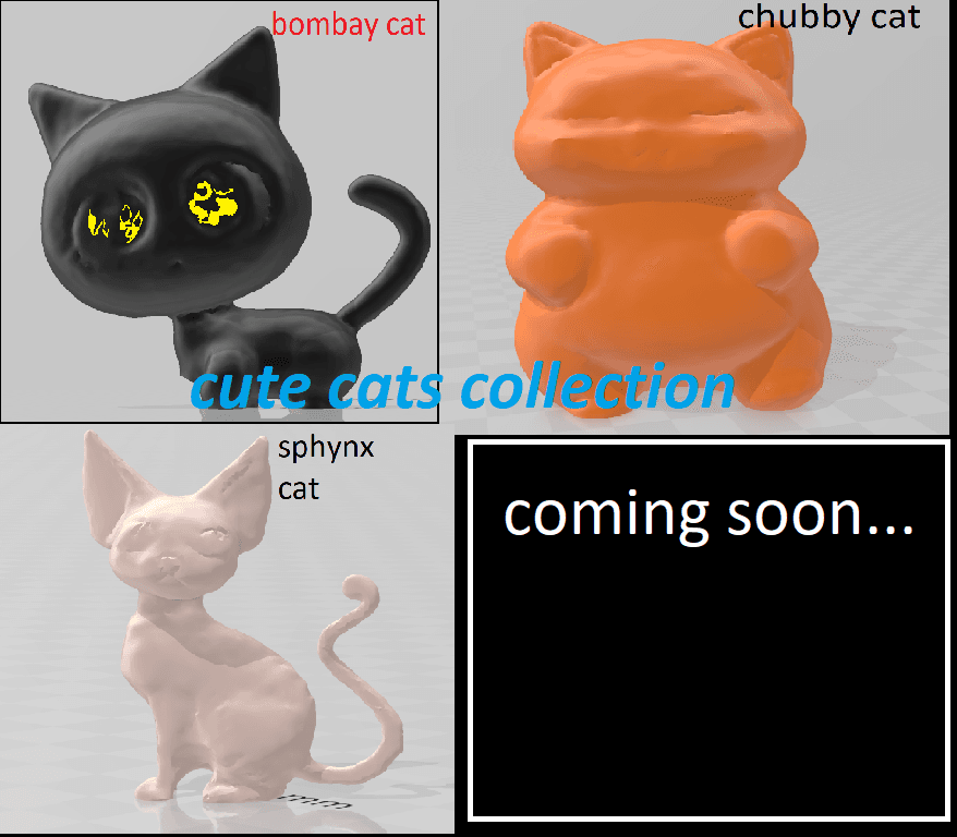 cute kawaii bombay cat figure 3d model