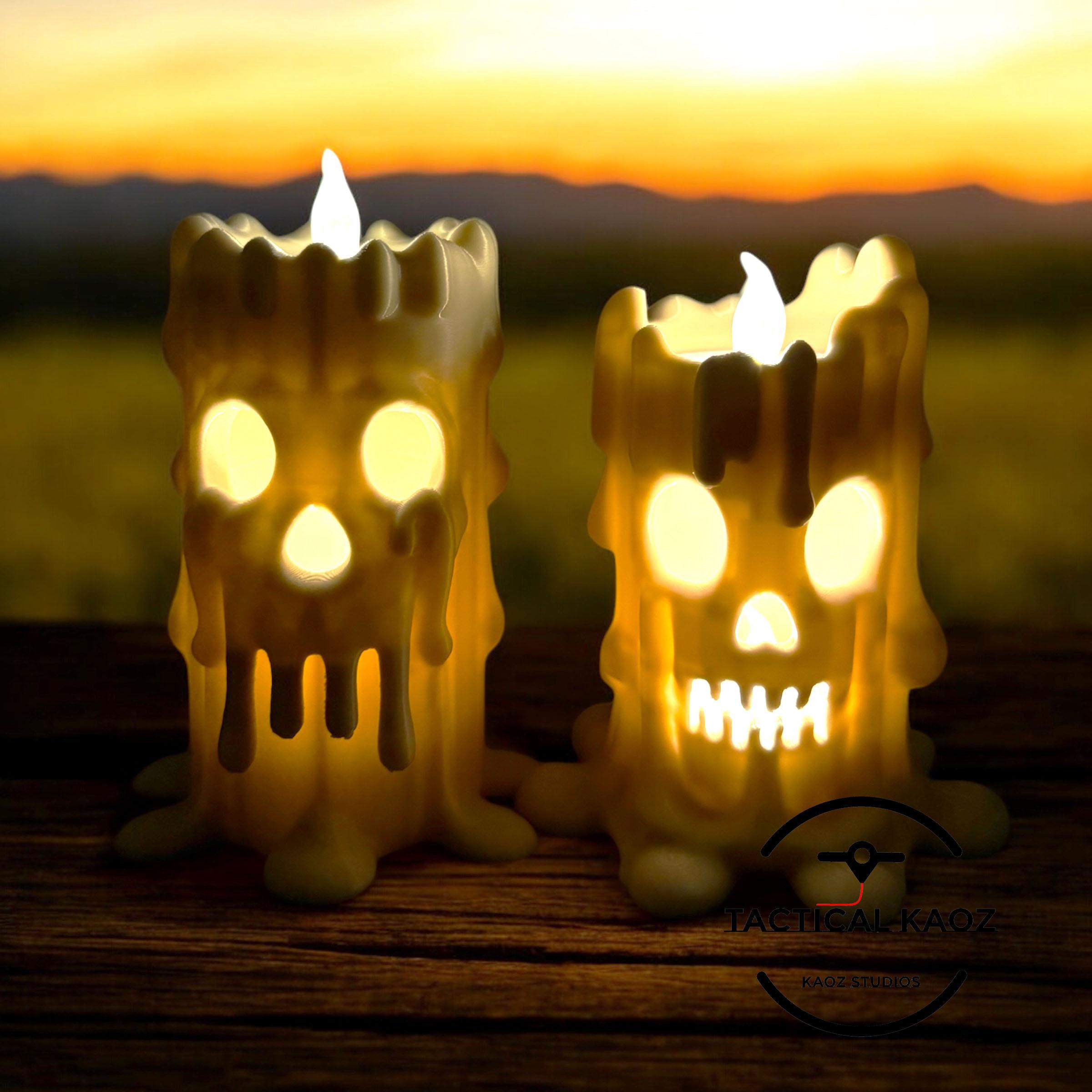 Spooky Melting Skull Candles –  Halloween Decor Tea Light Candles 3d model