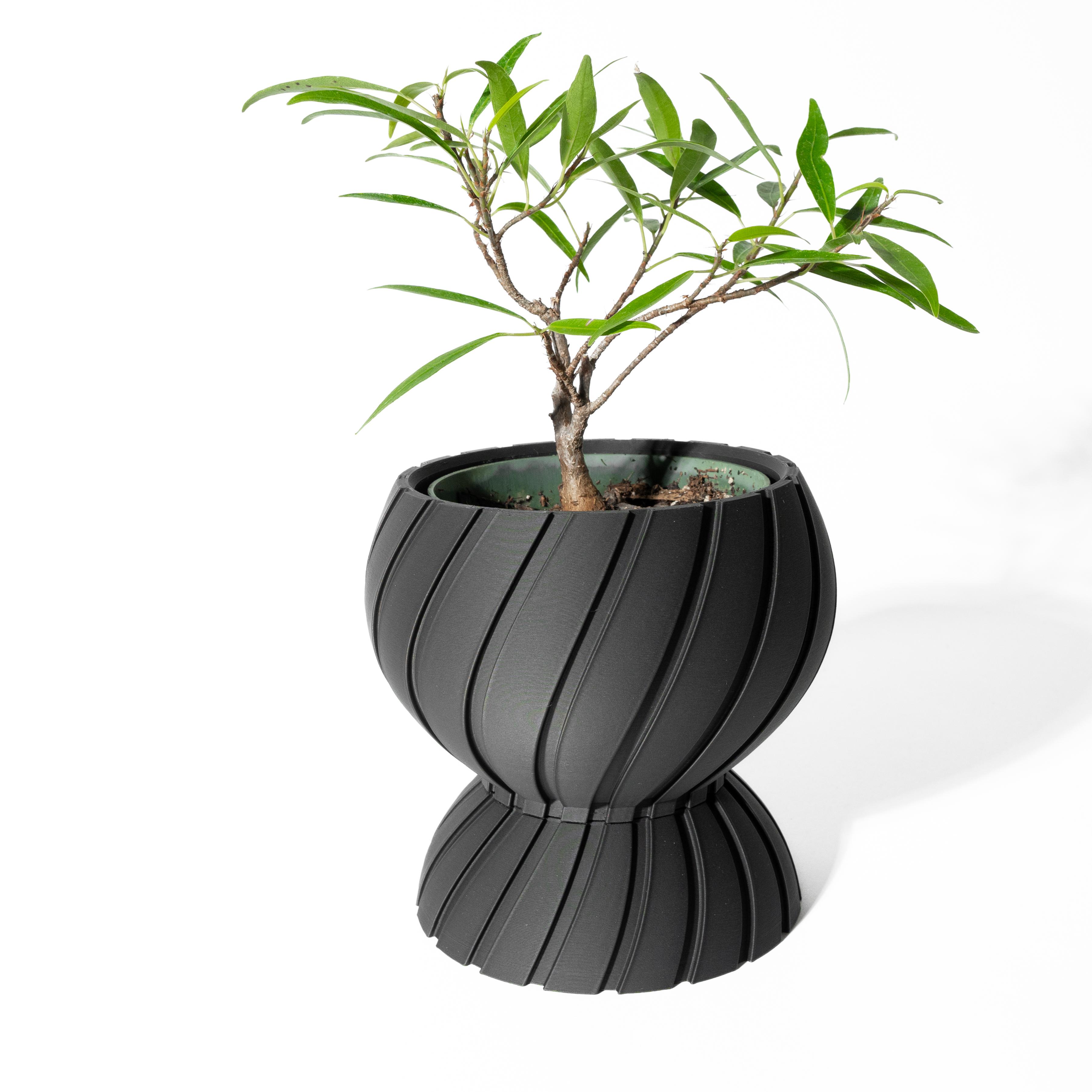 The Maki Planter Pot with Drainage Tray & Stand: Modern and Unique Home Decor for Plants 3d model