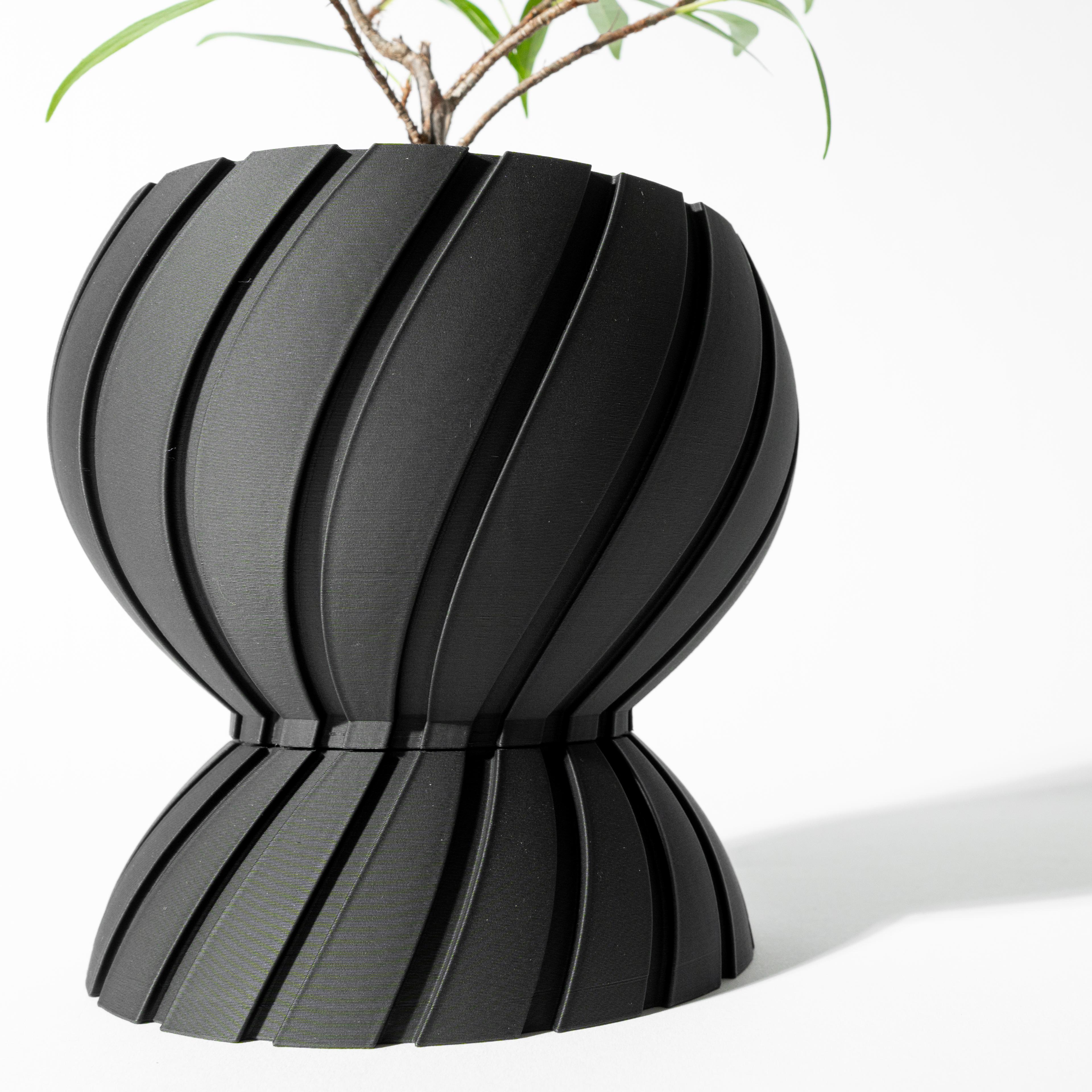 The Maki Planter Pot with Drainage Tray & Stand: Modern and Unique Home Decor for Plants 3d model