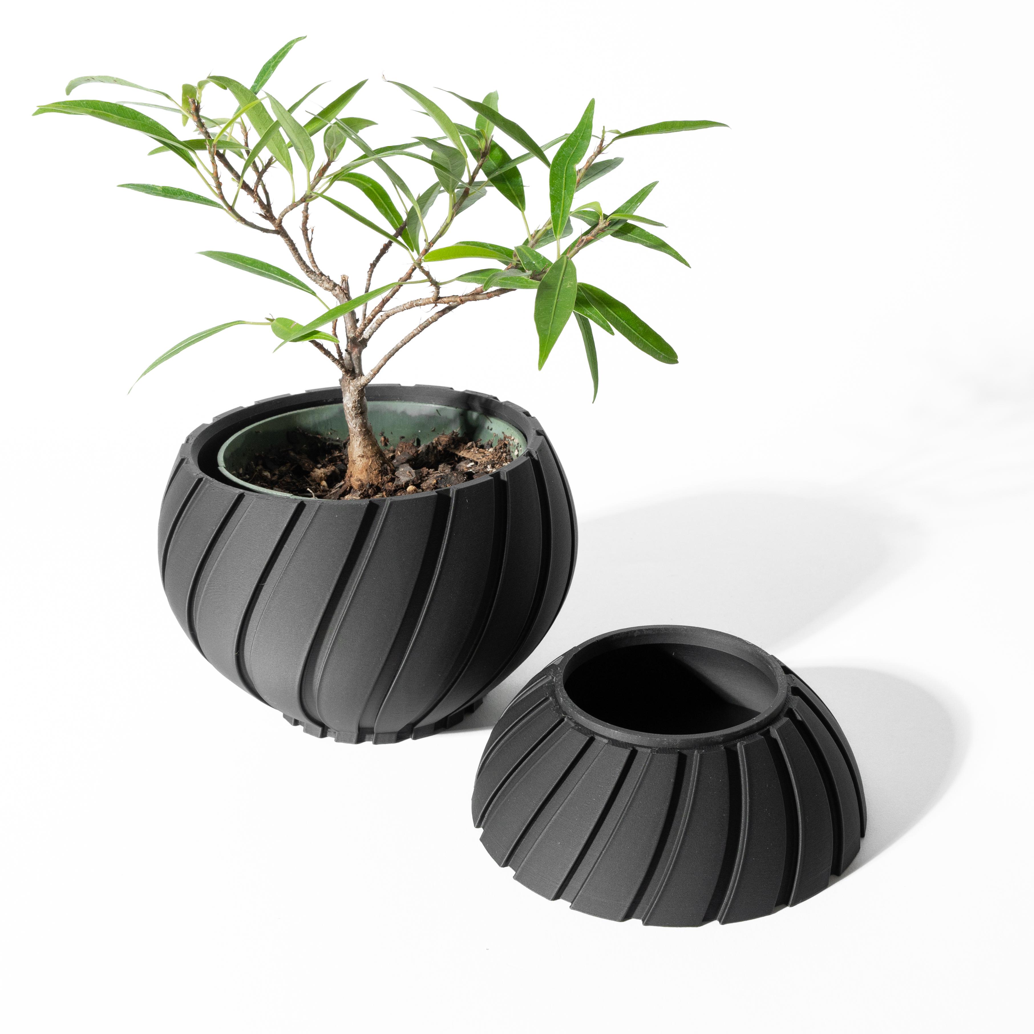 The Maki Planter Pot with Drainage Tray & Stand: Modern and Unique Home Decor for Plants 3d model