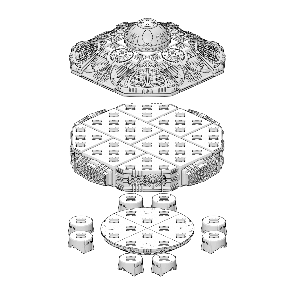 PrintABlok Flying Saucer with Pilot 3d model