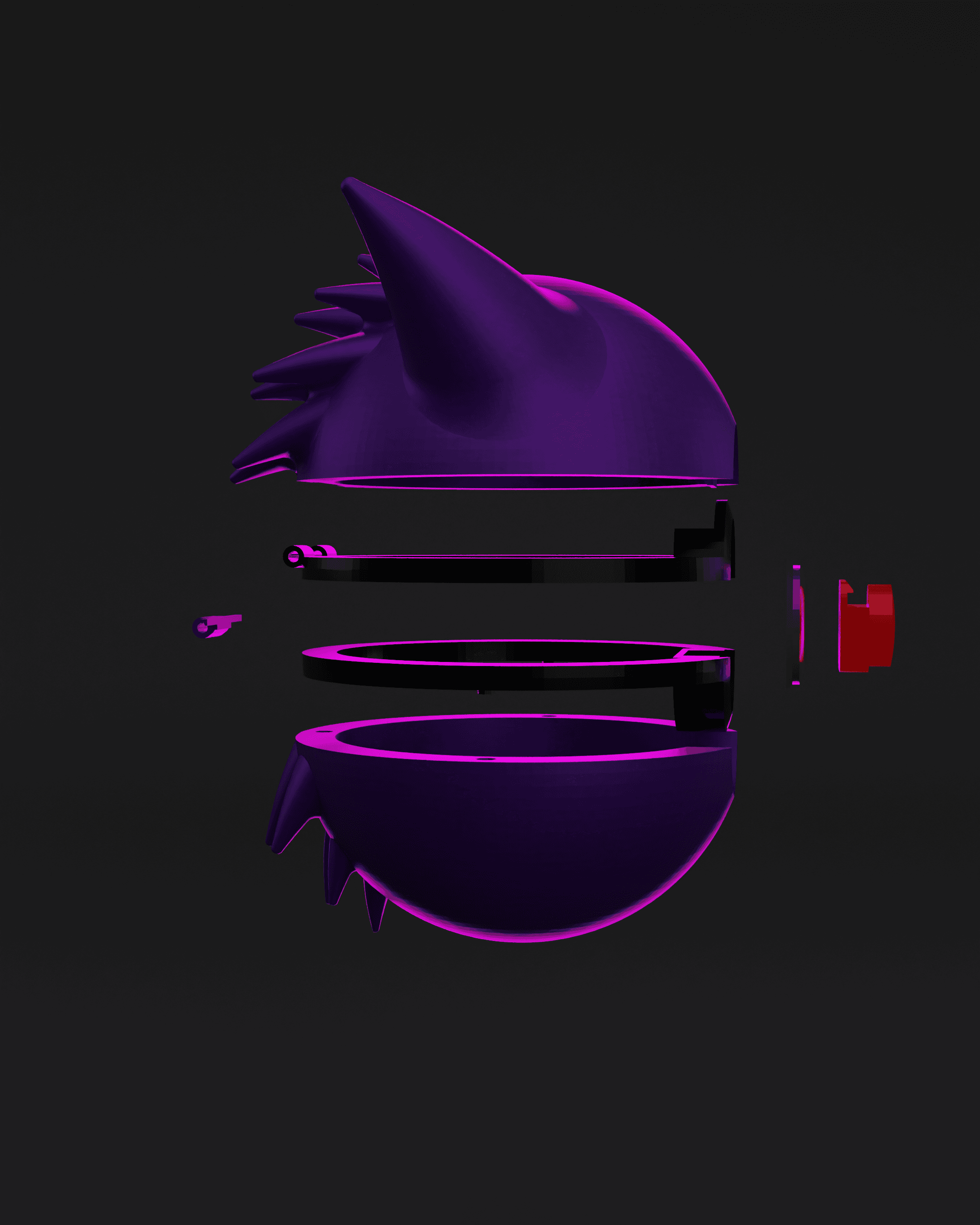 GengaBall Gengar Themed Opening Pokeball - Fan Art 3d model