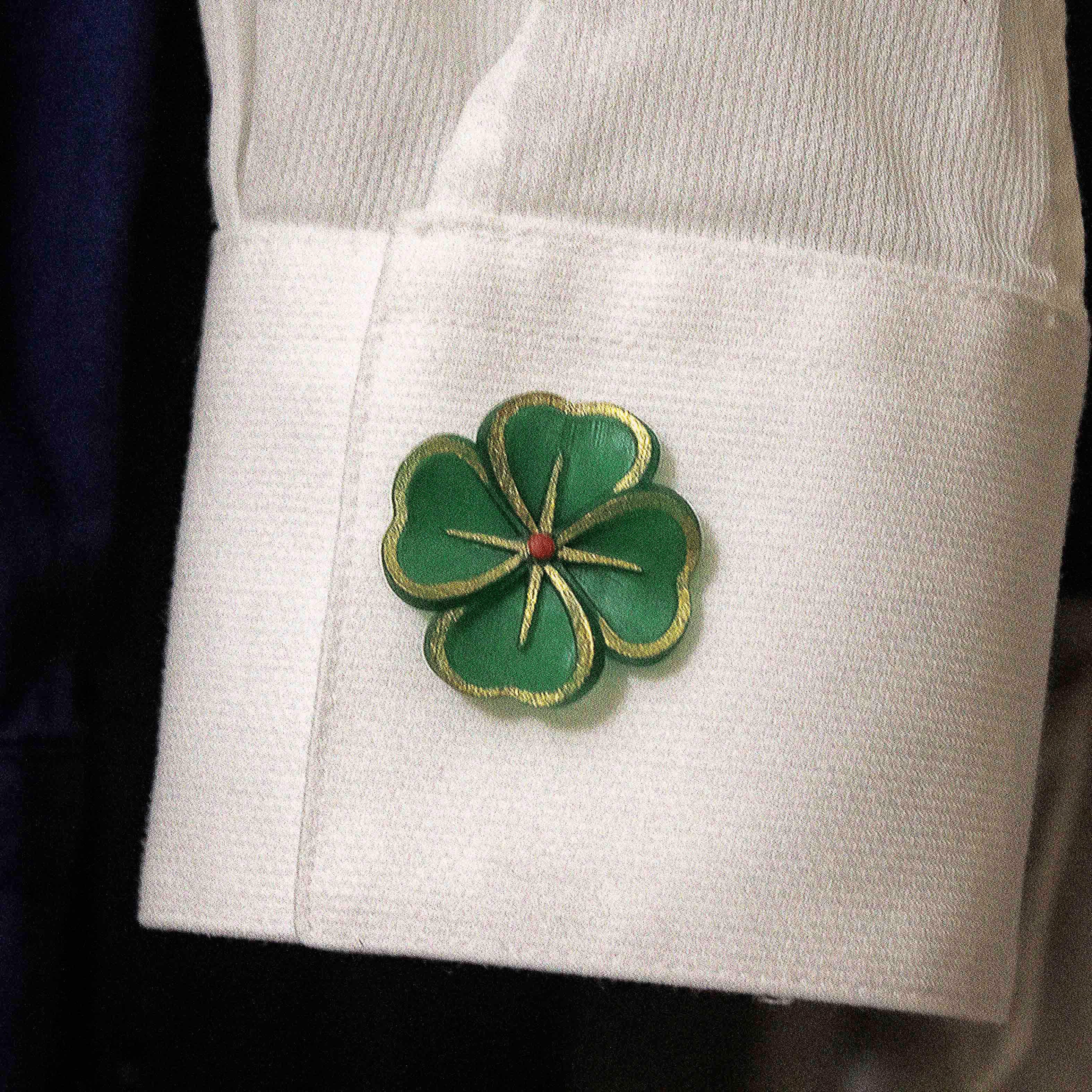 Remix of  Four-leaf clover SHIRT CUFFLINK #stpatricksremix 3d model