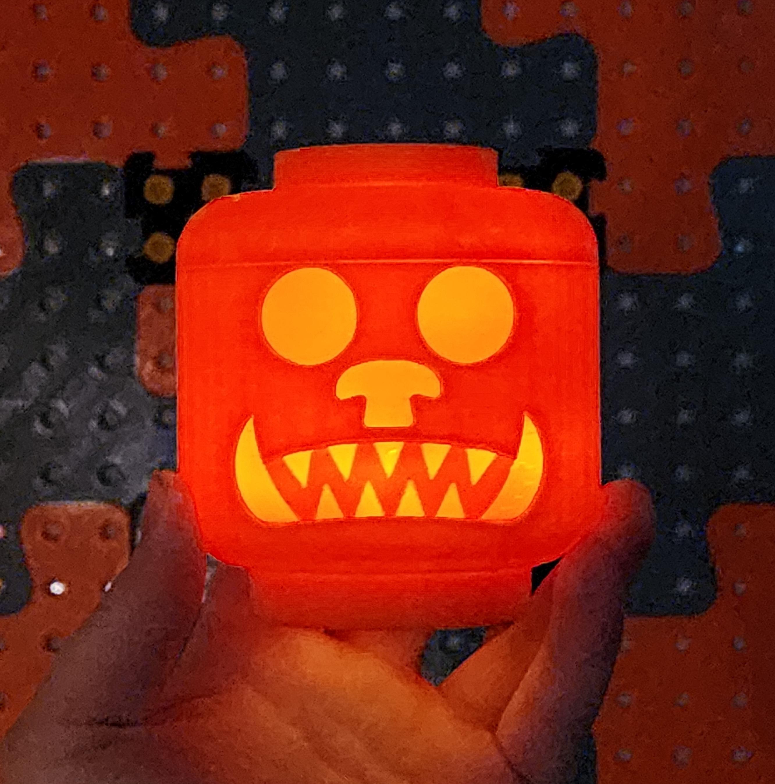 Lego Head Tea Lamp Jack-O-Lanterns 3d model