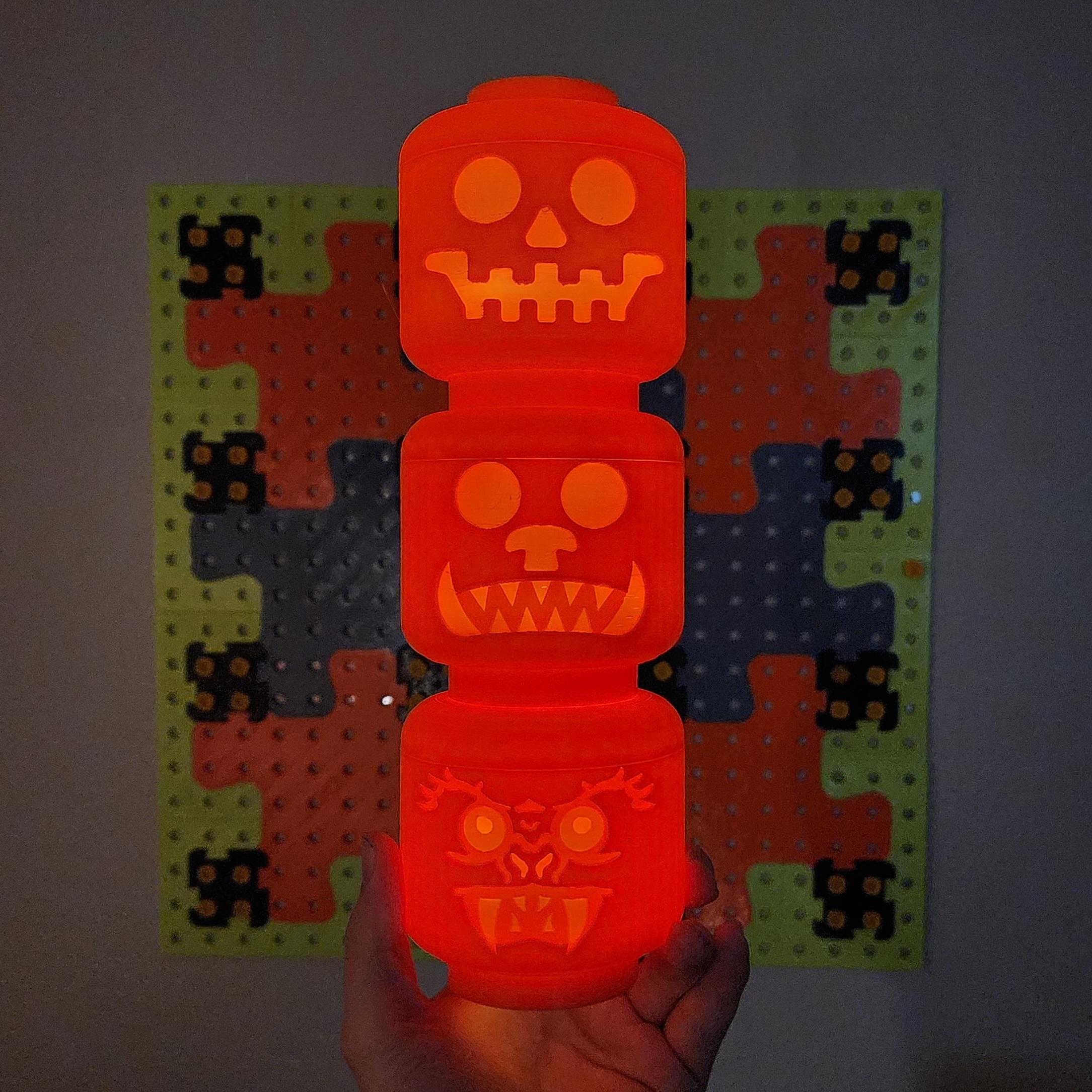 Lego Head Tea Lamp Jack-O-Lanterns 3d model