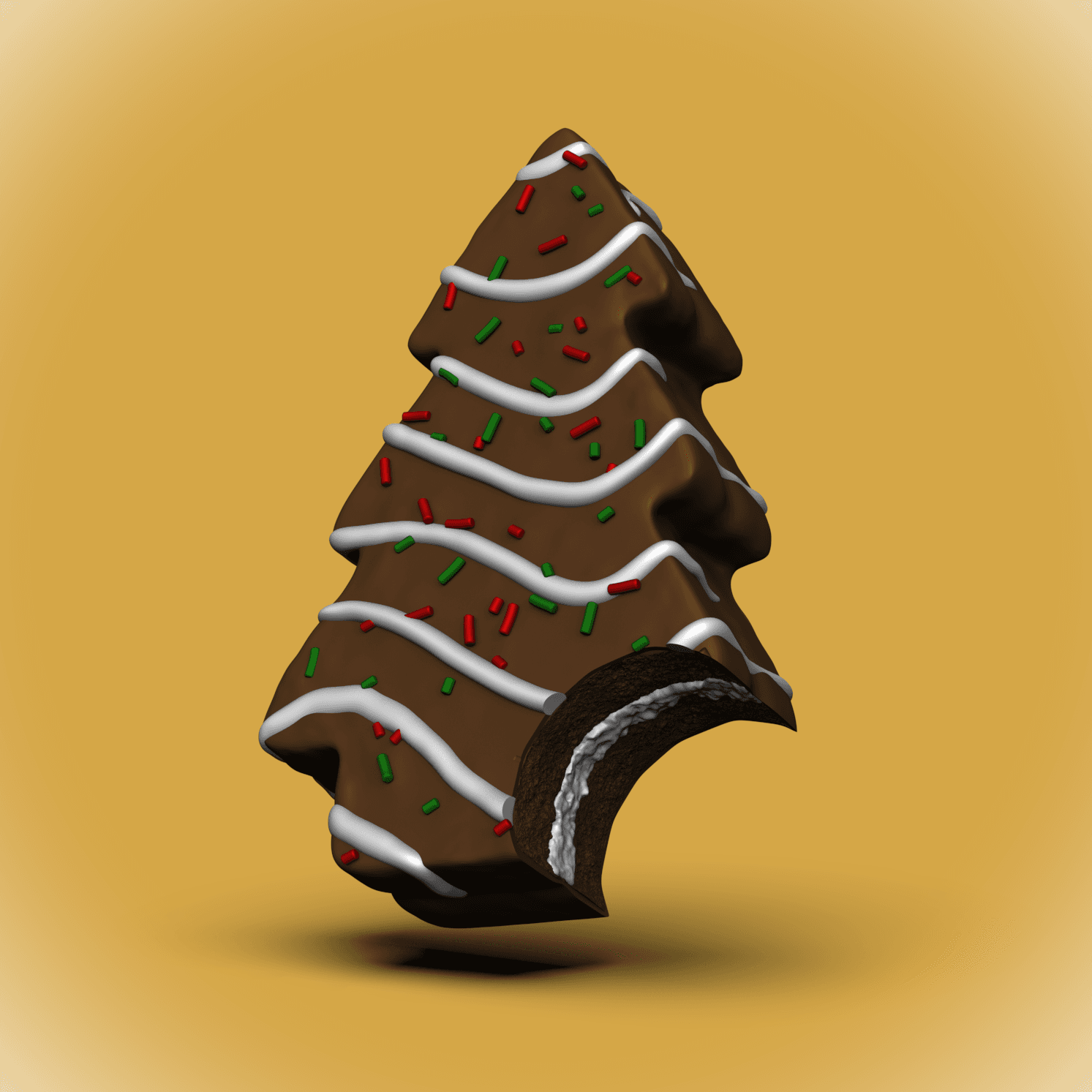 Little Debbie Chocolate Tree-Bite Keychain/Ornament (+MMU) 3d model