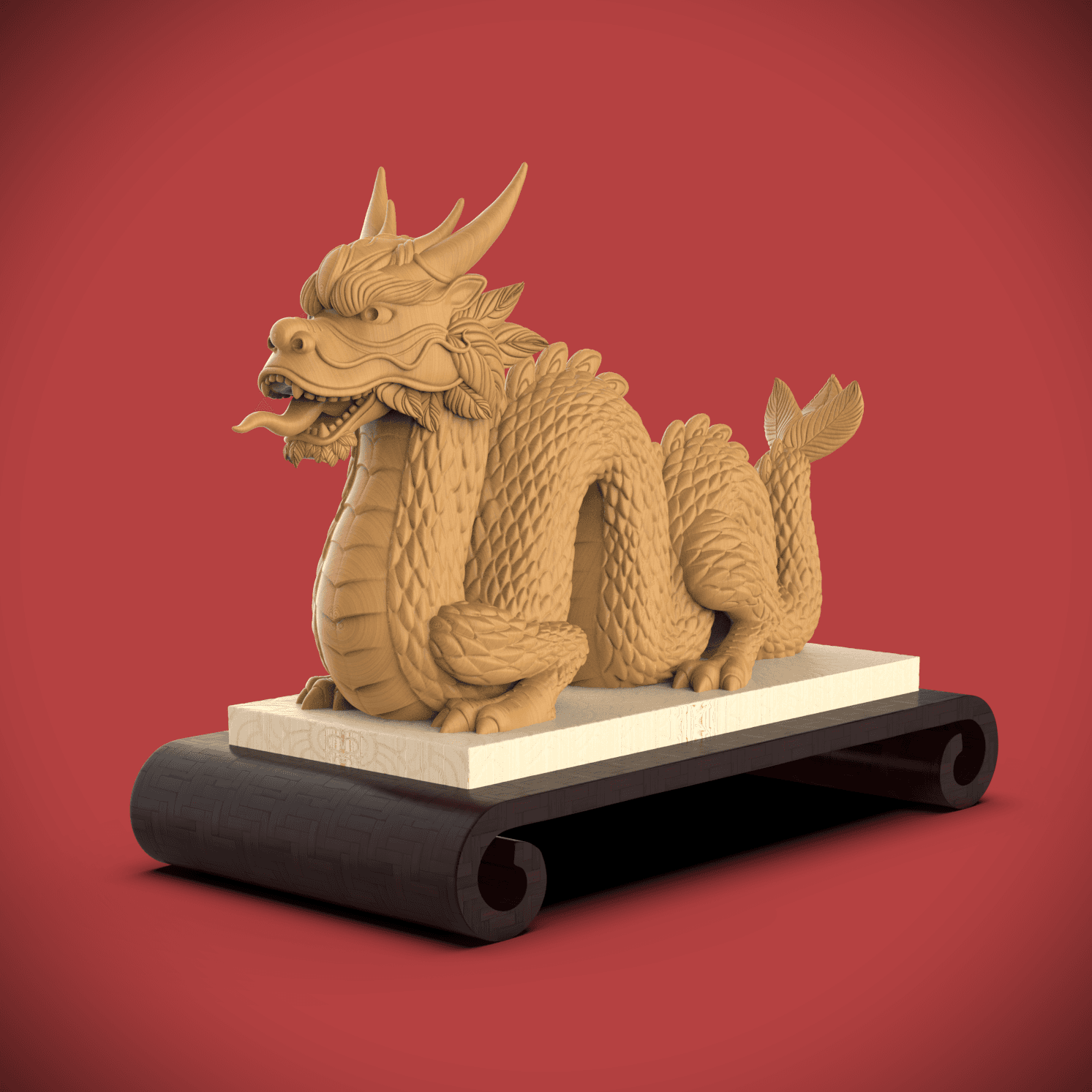 Chinese Dragon -Platform Statue 3d model