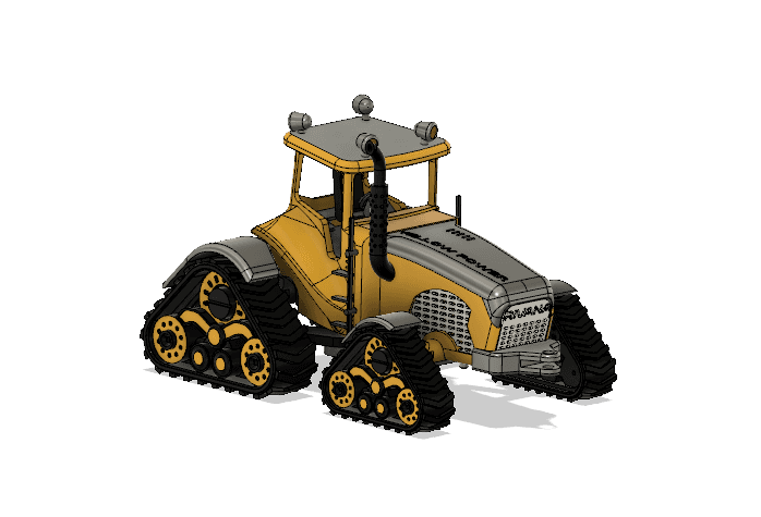 Yellow Industrial Tractor With Movements 3d model