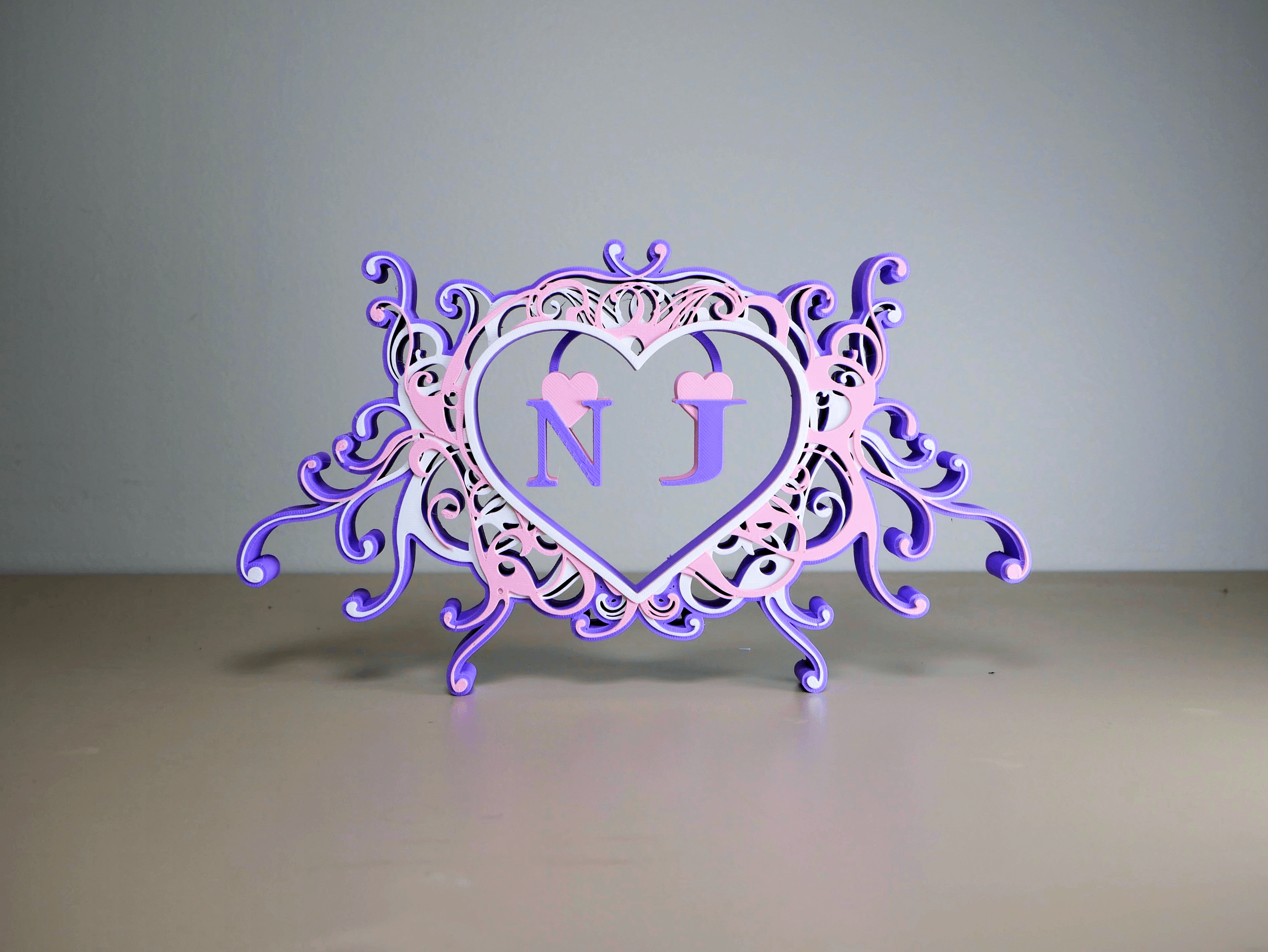 Valentine Heart Ornament (customisable) 3d model